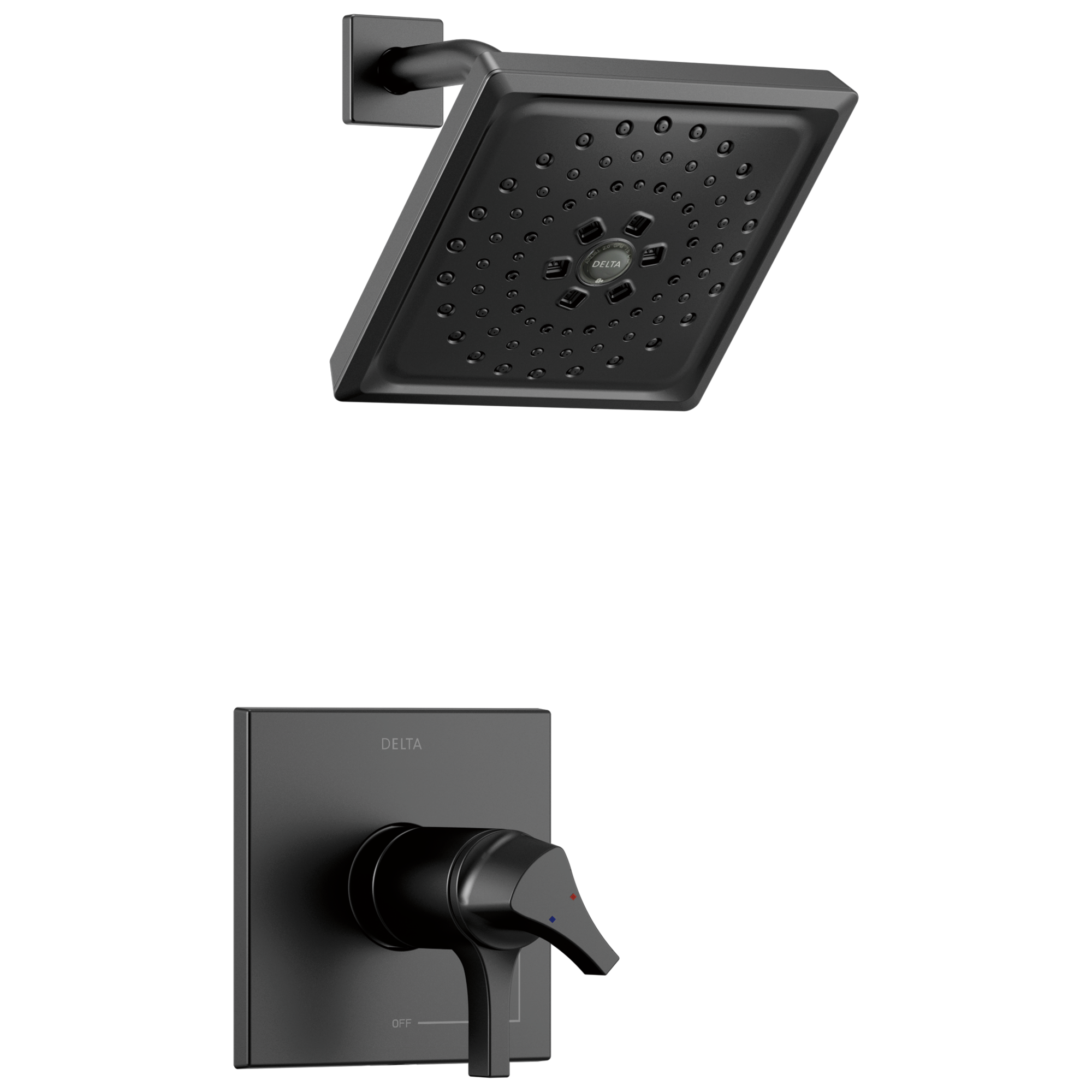 Delta T17T274-BL Zura Matte Black 2-handle Multi-function 6.63-Inches Square Shower Faucet
