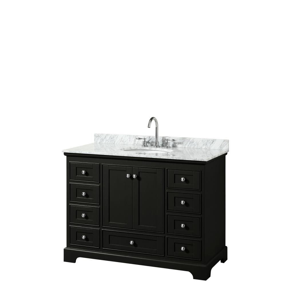 Wyndham Collection WCS202048SDECMUNOMXX Deborah 48-in Dark Espresso with Polished Chrome Trim Undermount Single sink Bathroom Vanity with White Carrara Marble Natural marble Top