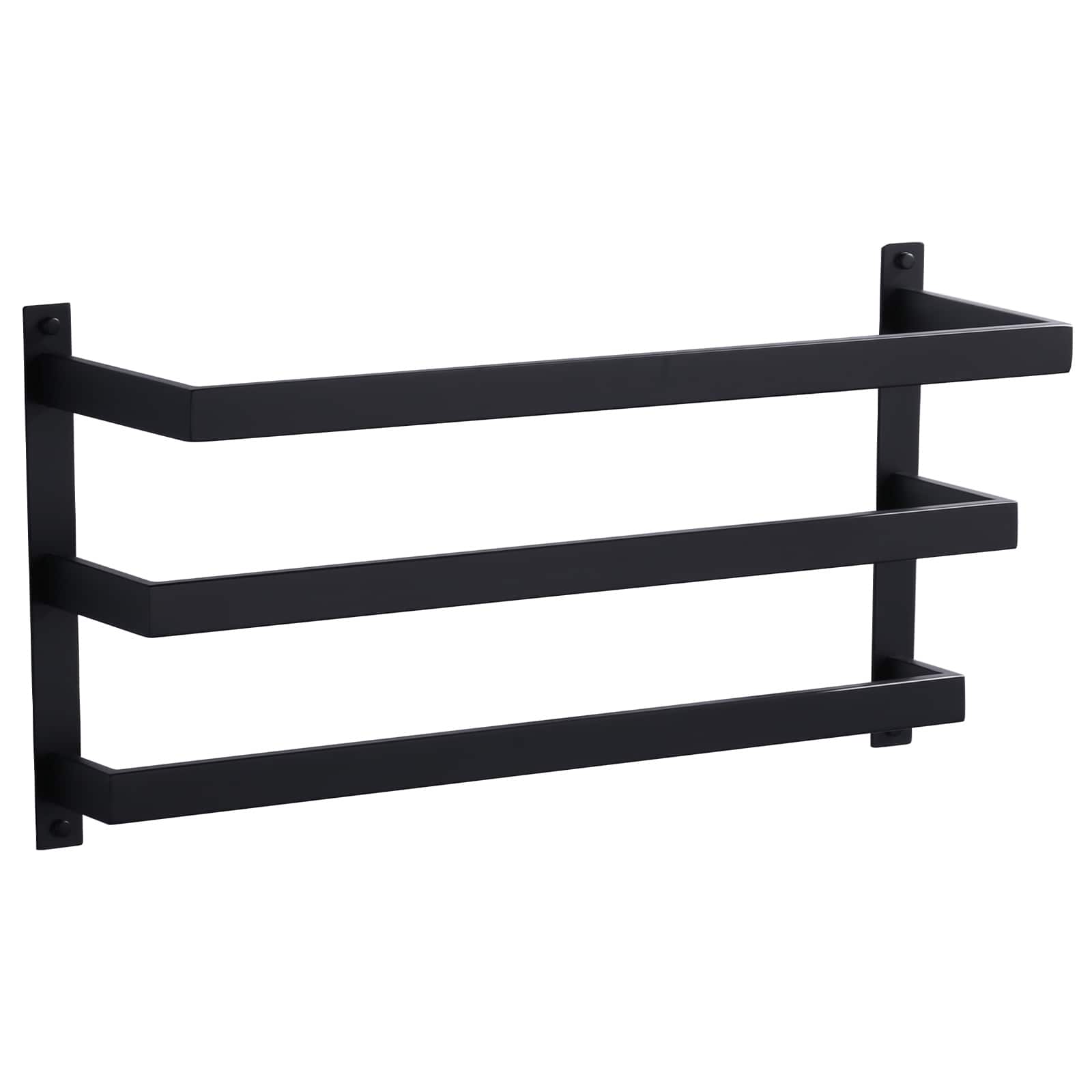 ALEASHA 24-in SUS 304 Stainless Steel Wall Mount 3-Tier Towel Rack with Concealed Mounting Hardware in Matte Black