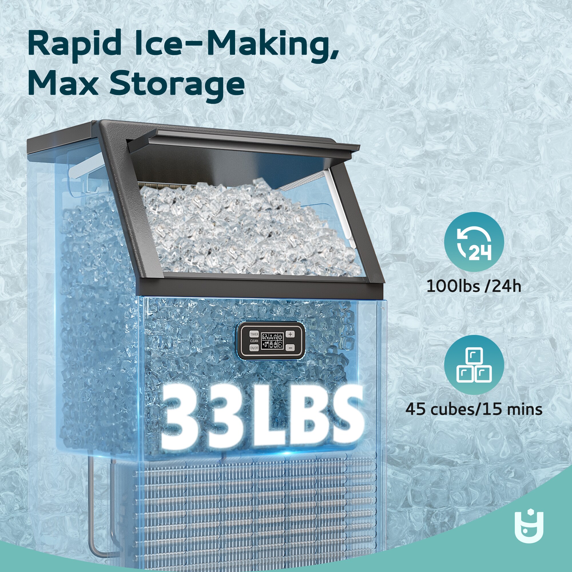 Euhomy CIM001-100BL Commercial-Ice-Makers - View #2