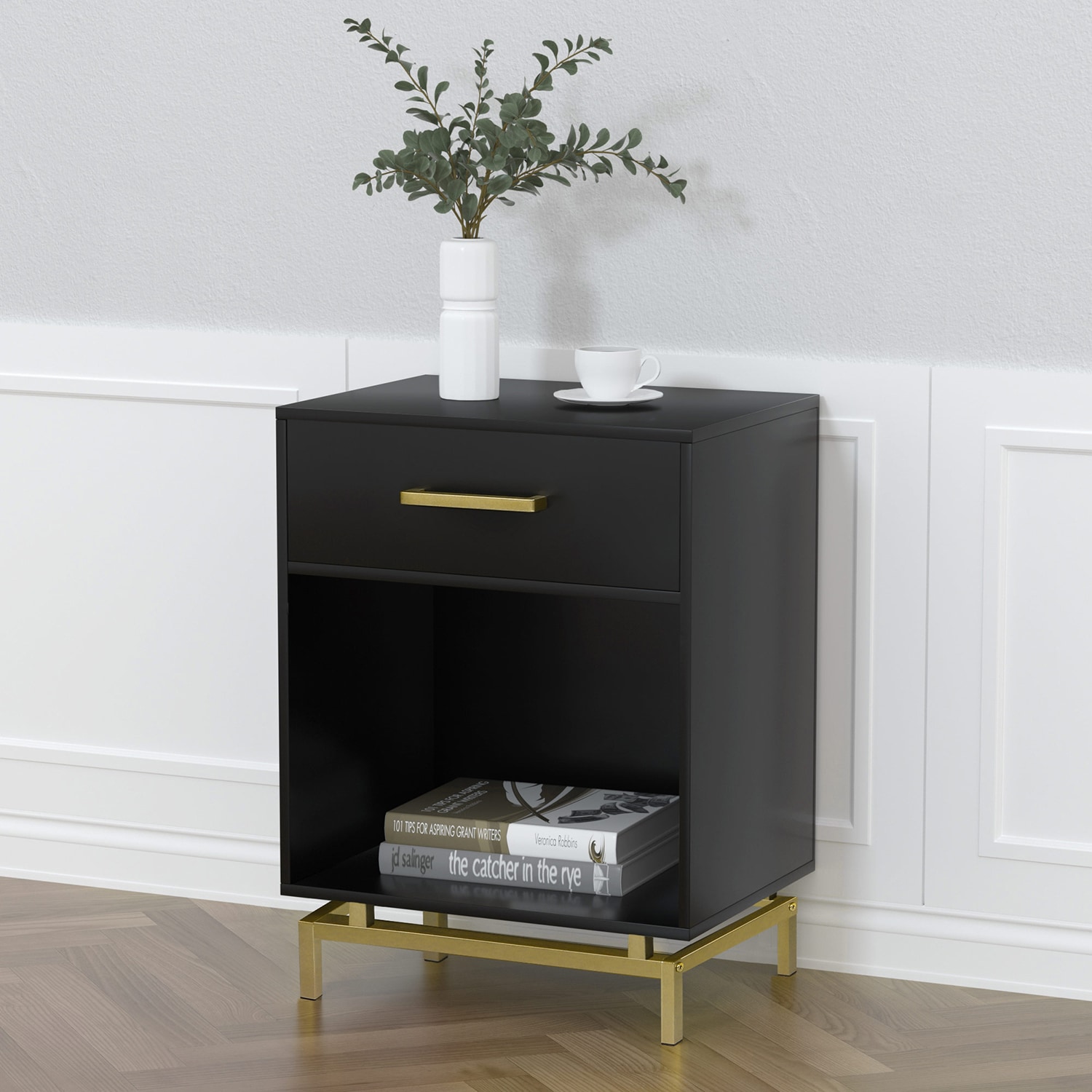 Delarpo H0065 Achillea Black Nightstand