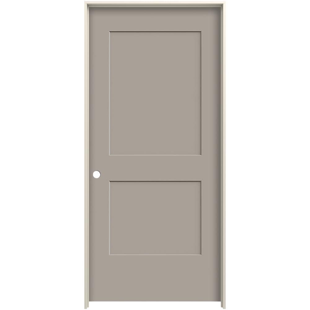 JELD-WEN LOWOLJW226100257 32-in x 80-in Linen Solid Core 2-panel Square Right Hand Smooth Prefinished Molded Composite Flat Jamb Single Prehung Interior Door