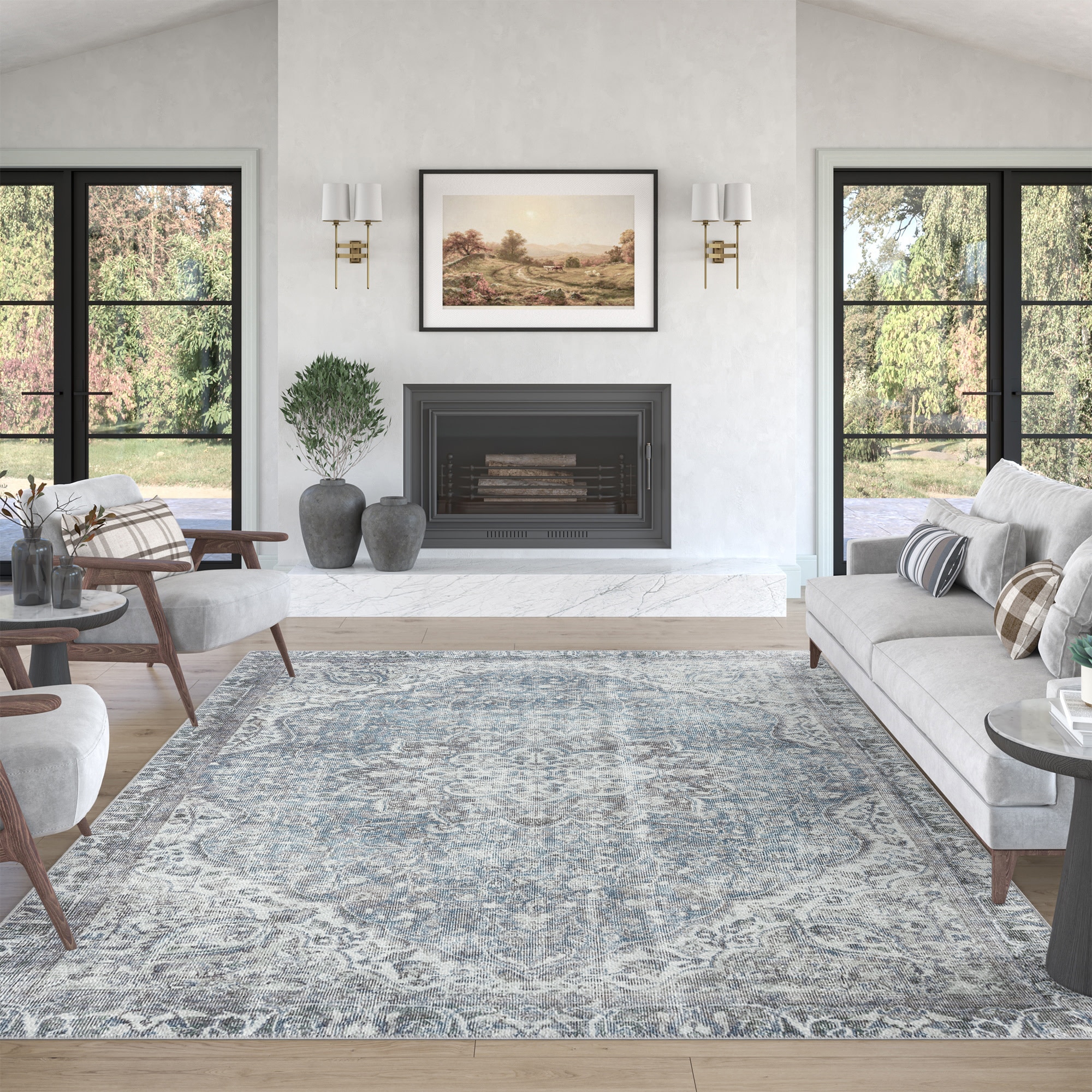 Tayse PRK1507 5X7 Parker 5 x 7 (ft) Loomed Polypropylene Blue Rectangular Indoor Area rug