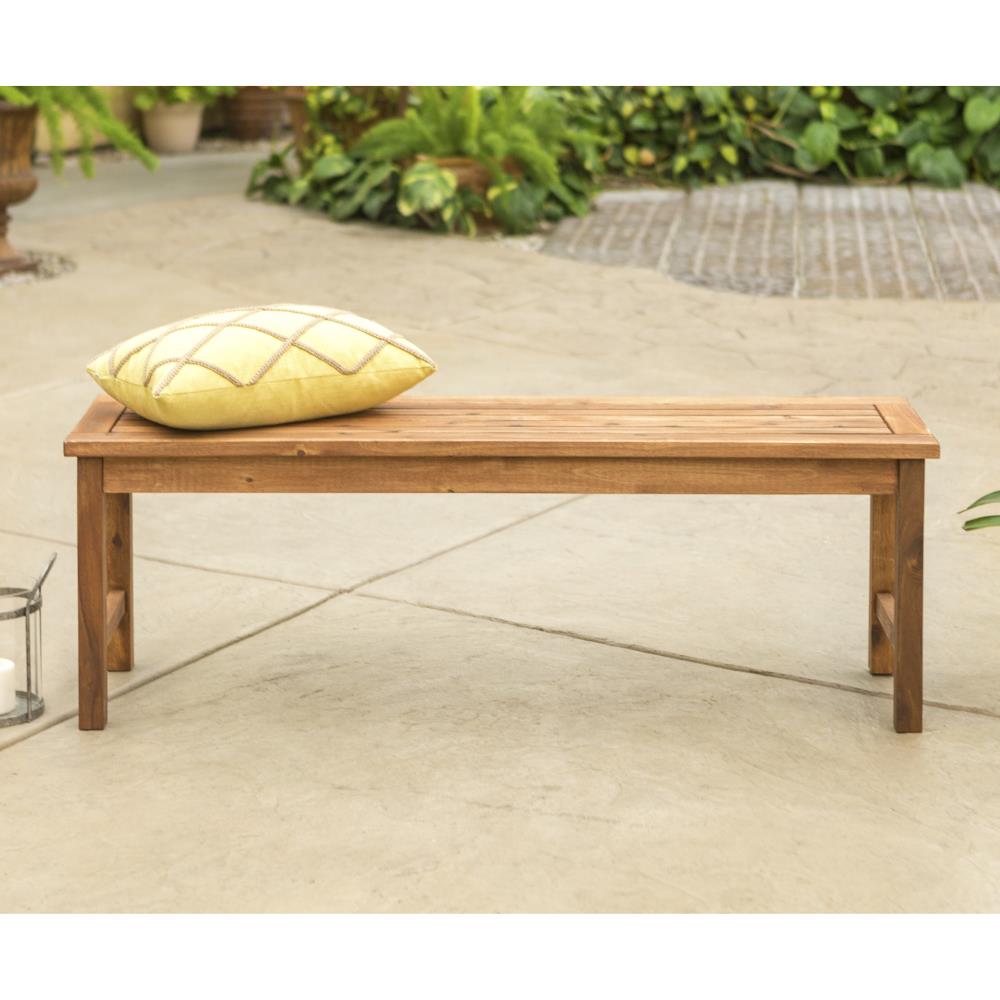 Walker Edison 53-in W X 17-in H Brown Acacia Traditional Bench In The ...