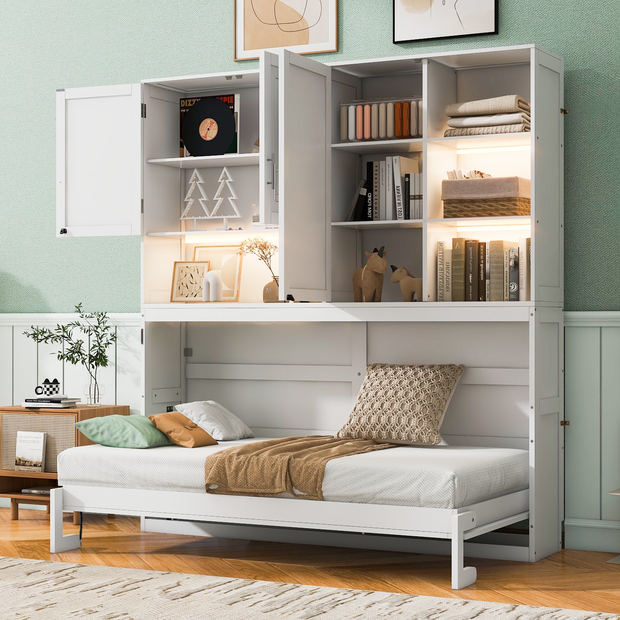 Nestfair Twin White Murphy Bed Storage
