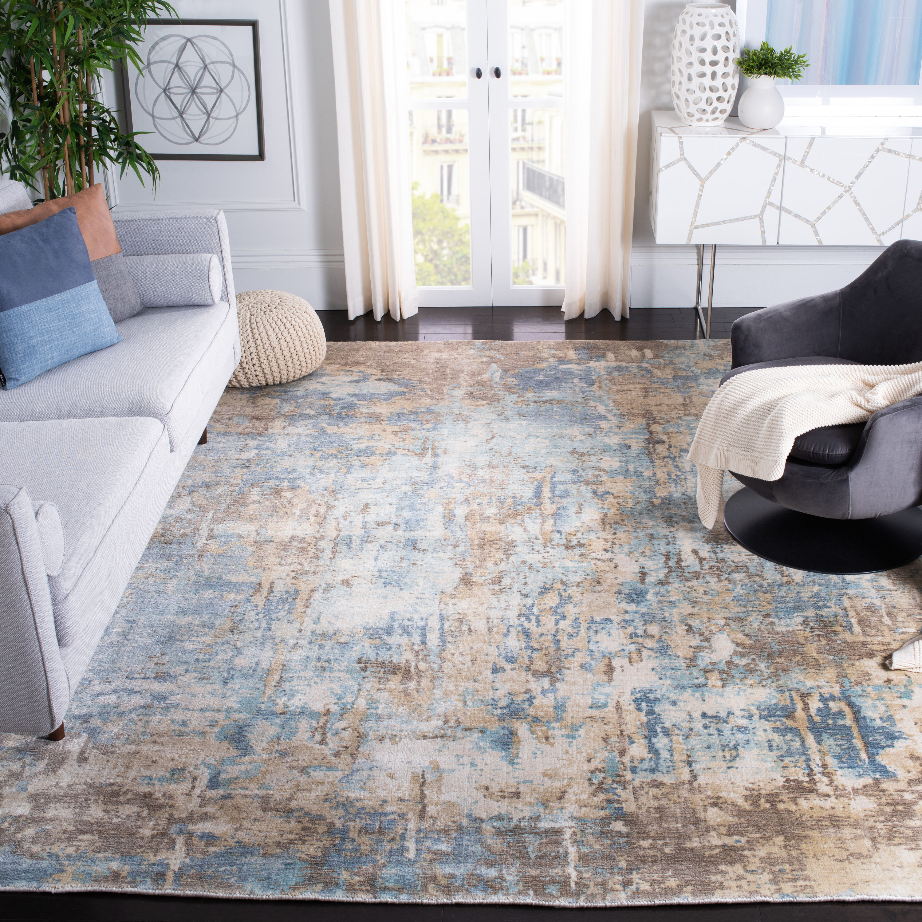  Mirage 336 Blue/Taupe Contemporary 8ft x 10ft Large Rectangle Rug