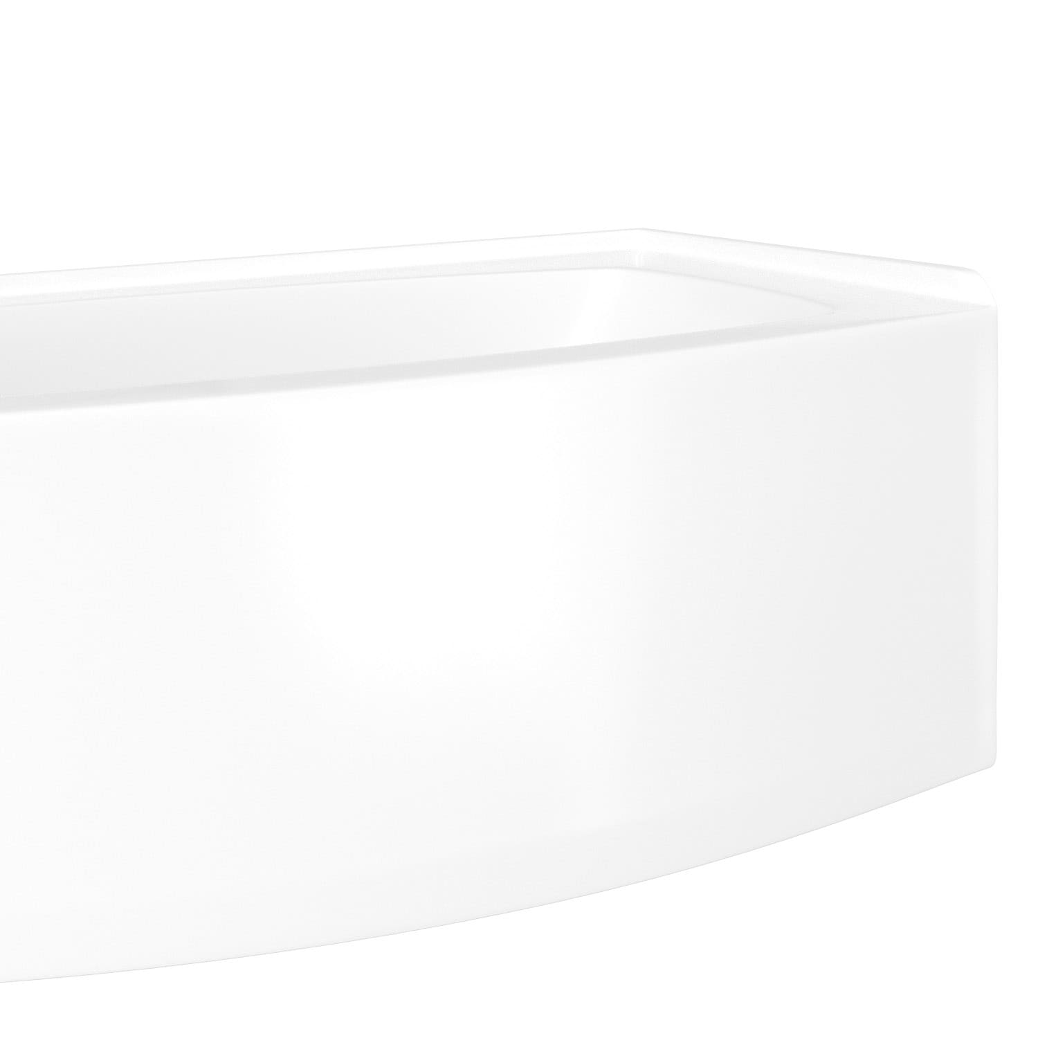 White 60" Acrylic Curved Alcove Soaking Bathtub