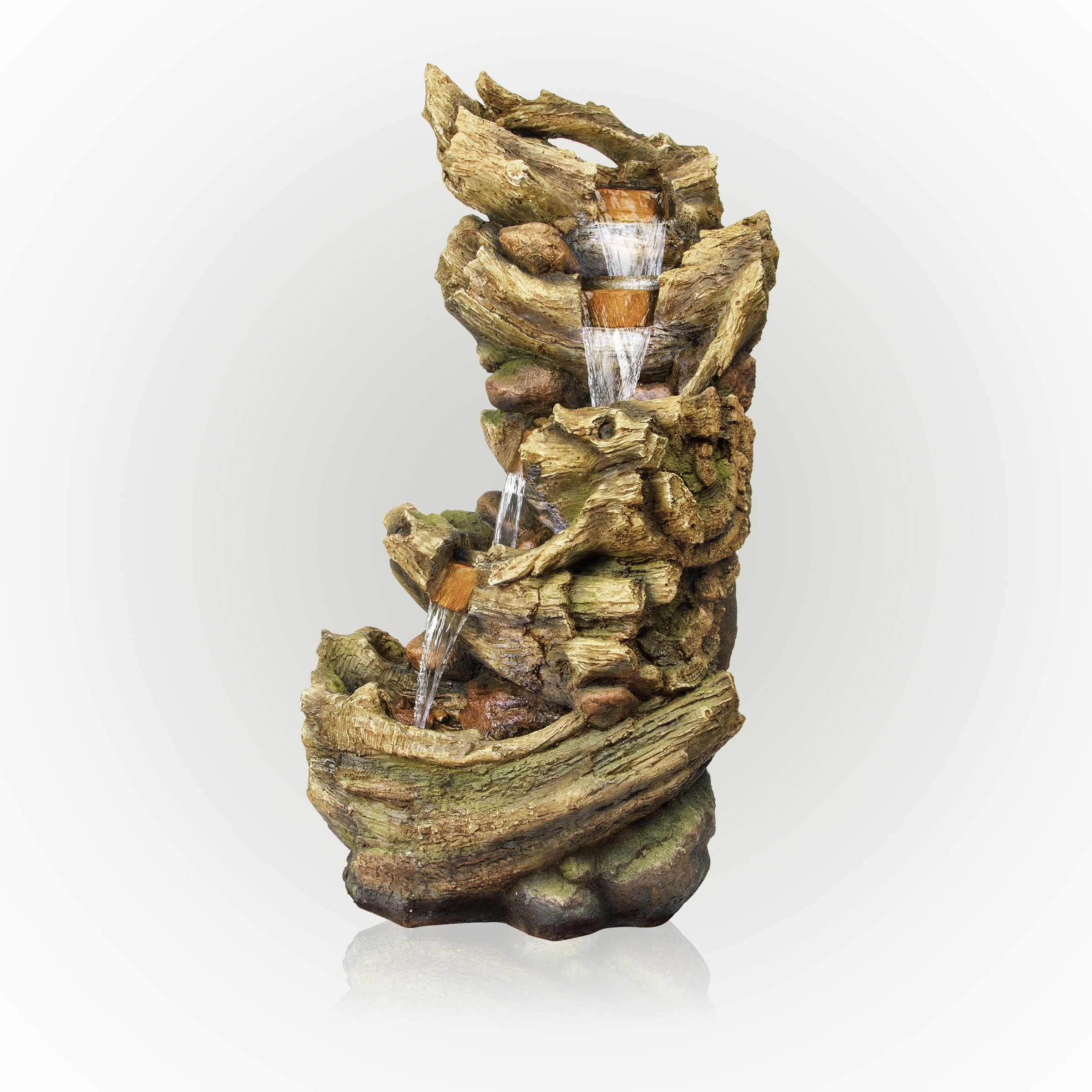 Alpine Corporation TZL132 47-in H Resin Tiered Outdoor Fountain Pump Included
