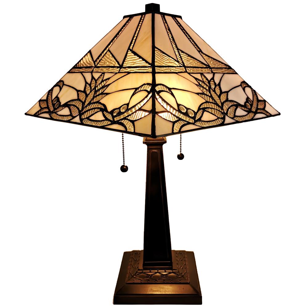 Tiffany Style 22" White Stained Glass Table Lamp