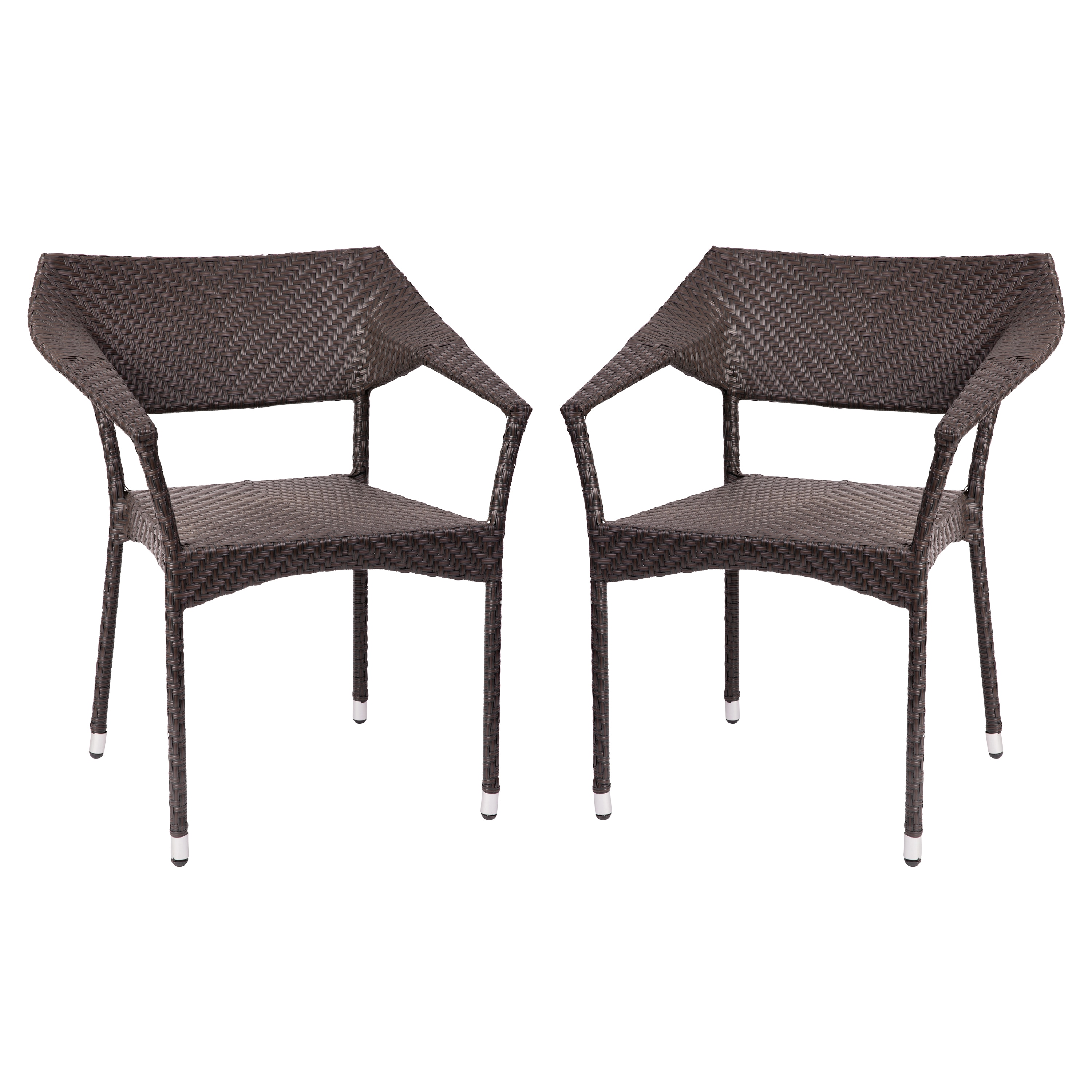 Flash Furniture 196861043604 Jace Set of 2 Commercial Grade Stacking Patio Chairs; All Weather PE Rattan Wicker Patio Dining Chairs in Espresso