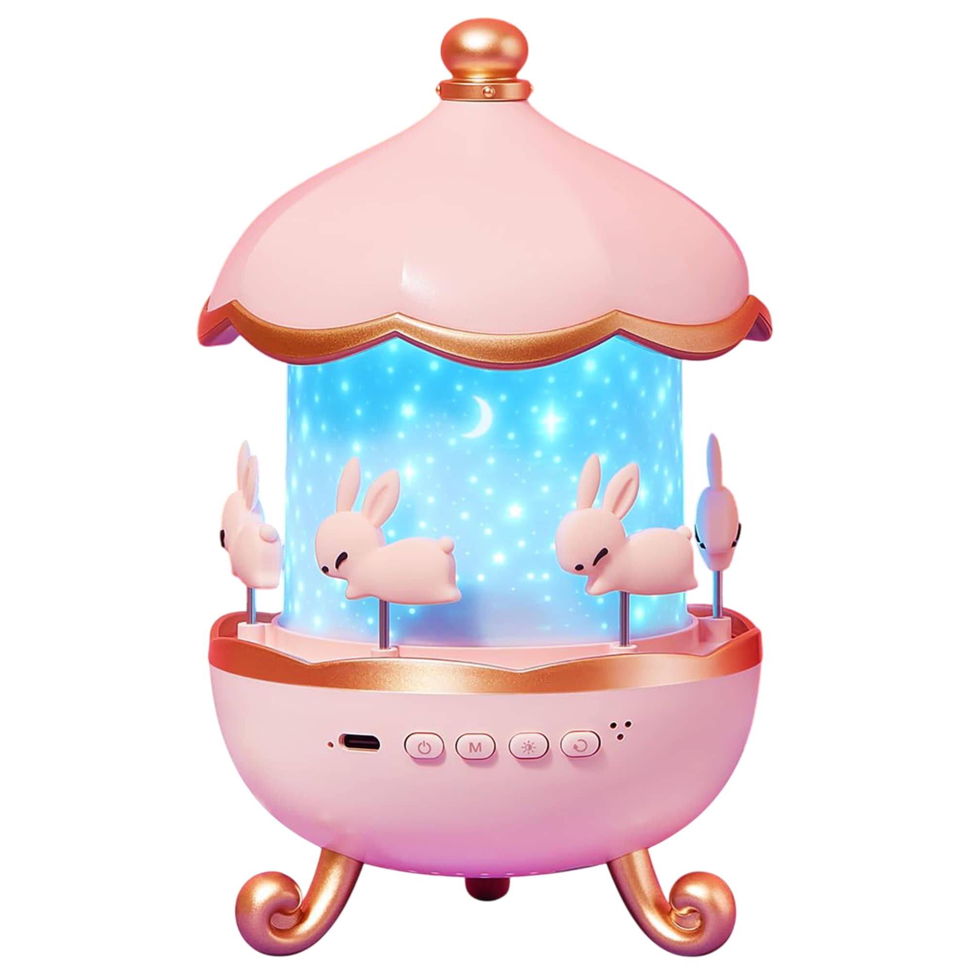 Etokfoks  Unicorn Carousel Night Light Projector for Kids Room Decor with 15 Music Modes 15 Films 315 Colors Remote