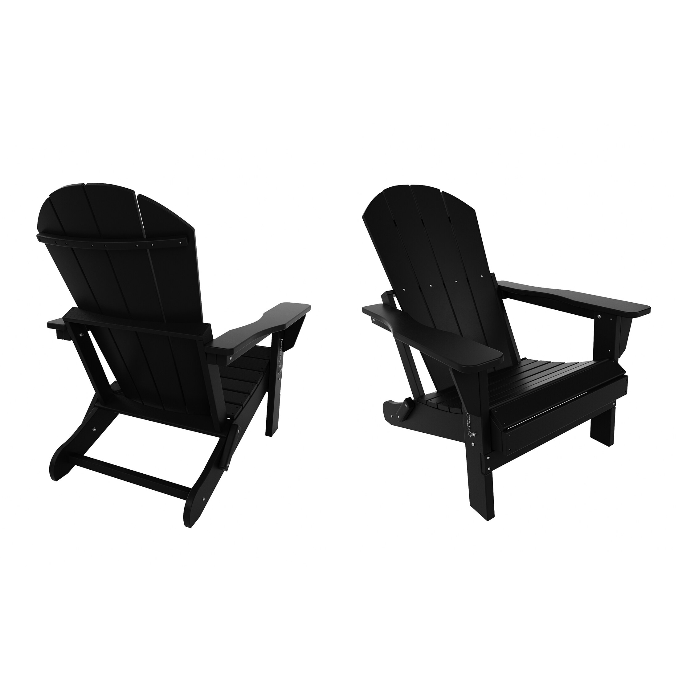 Sleek Black Polyethylene Folding Adirondack Chair Set