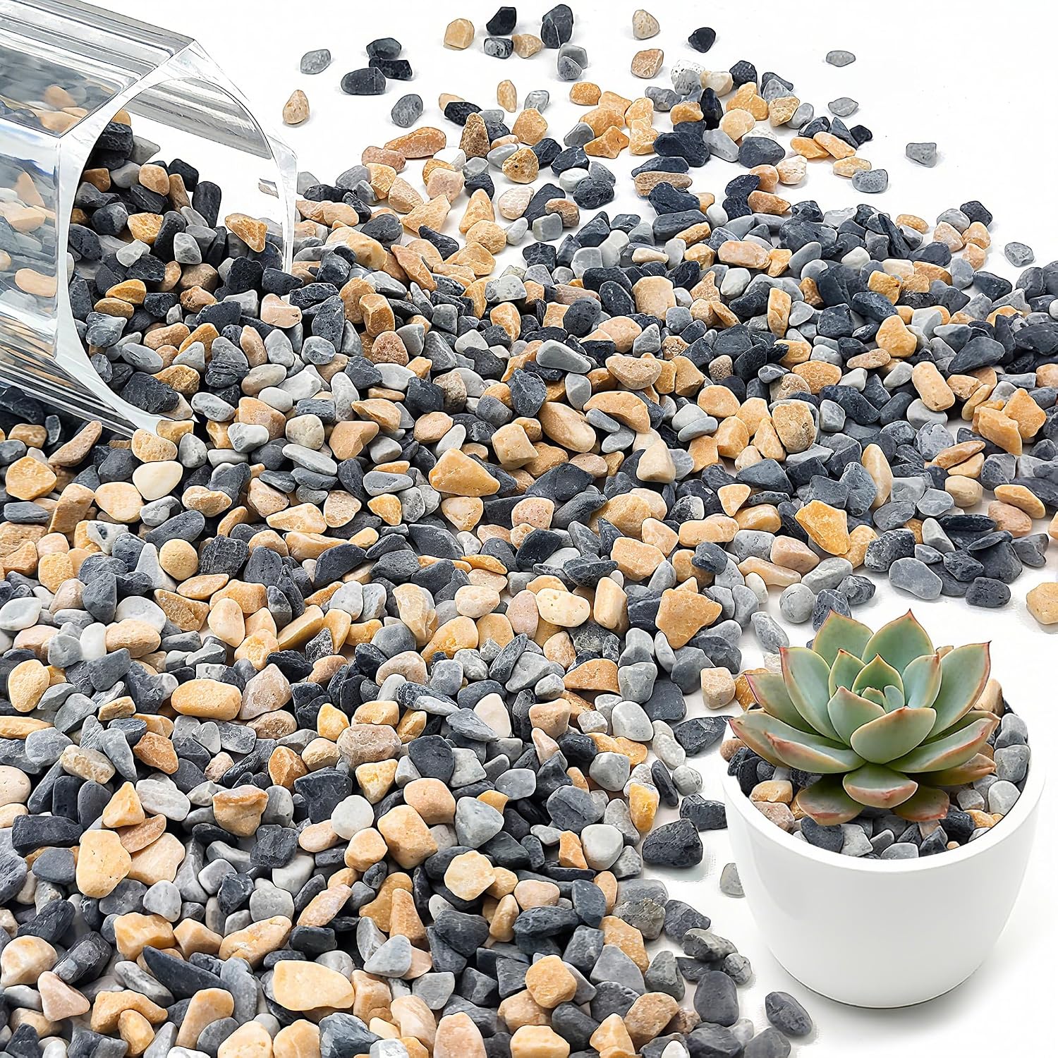 EFCUT 5.5LB Natural Gravel Pebbles 1/4 Inch Gravel Stones for Succulent ...