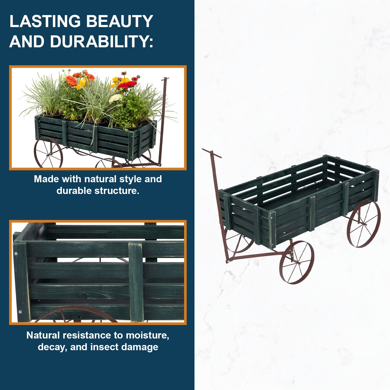 Decorative Buckboard Wagon Garden Planter