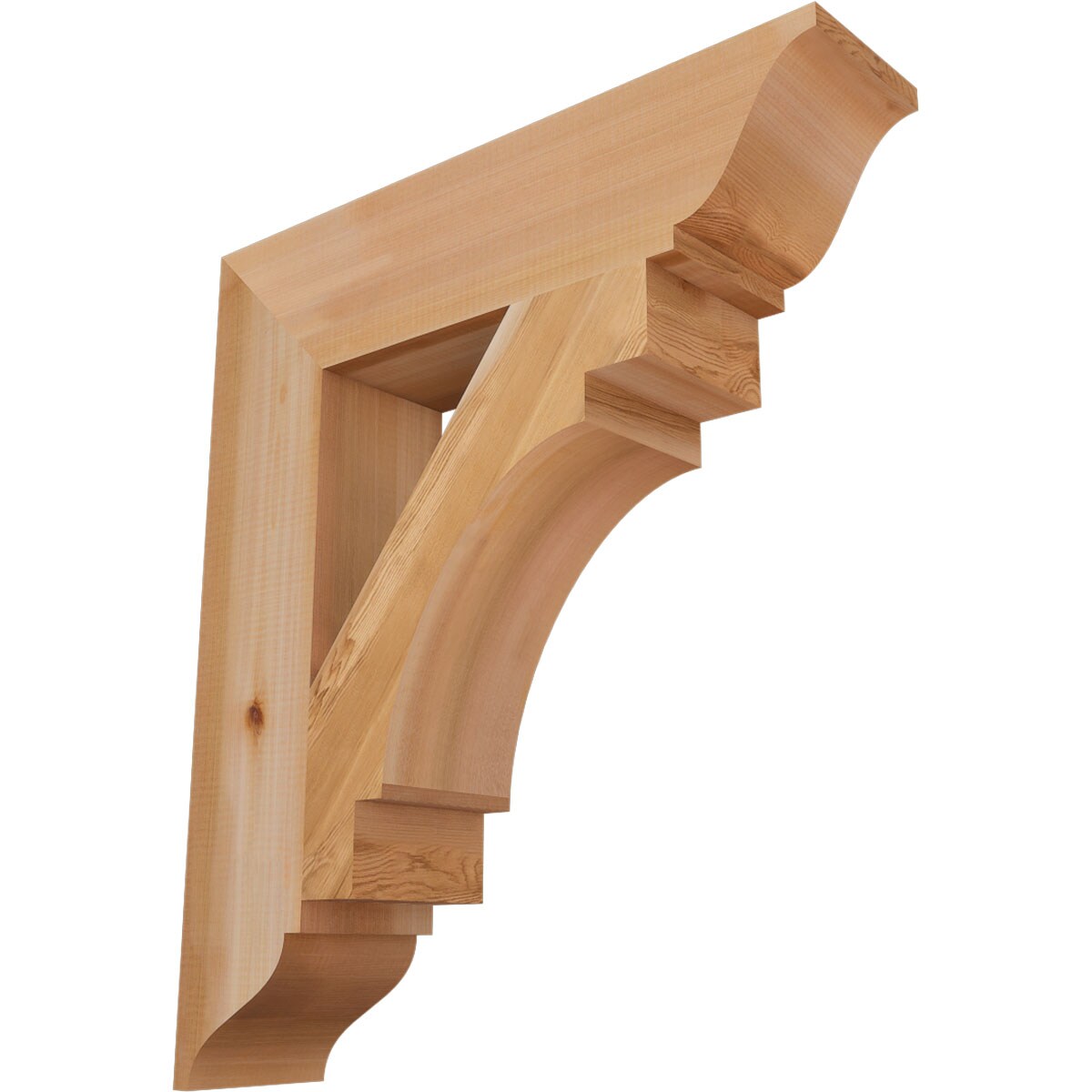 Ekena Millwork BKT06X26X30MRC01SWR Merced traditional smooth 5-1/2-in x 26-in x 30-in Western red cedar Brown Wood Standard bracket