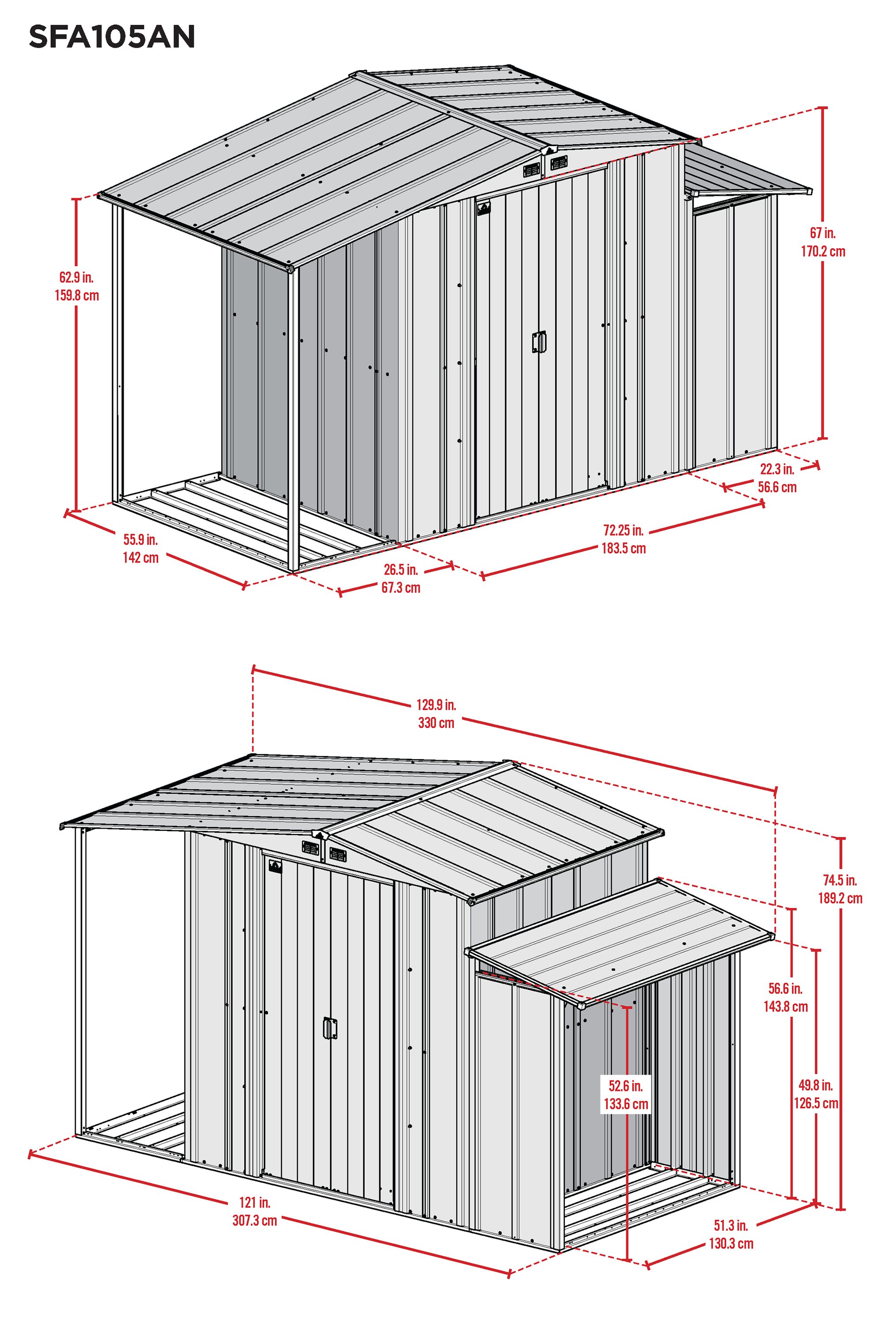 Arrow SFA105AN Metal-Storage-Buildings-Sheds - View #3