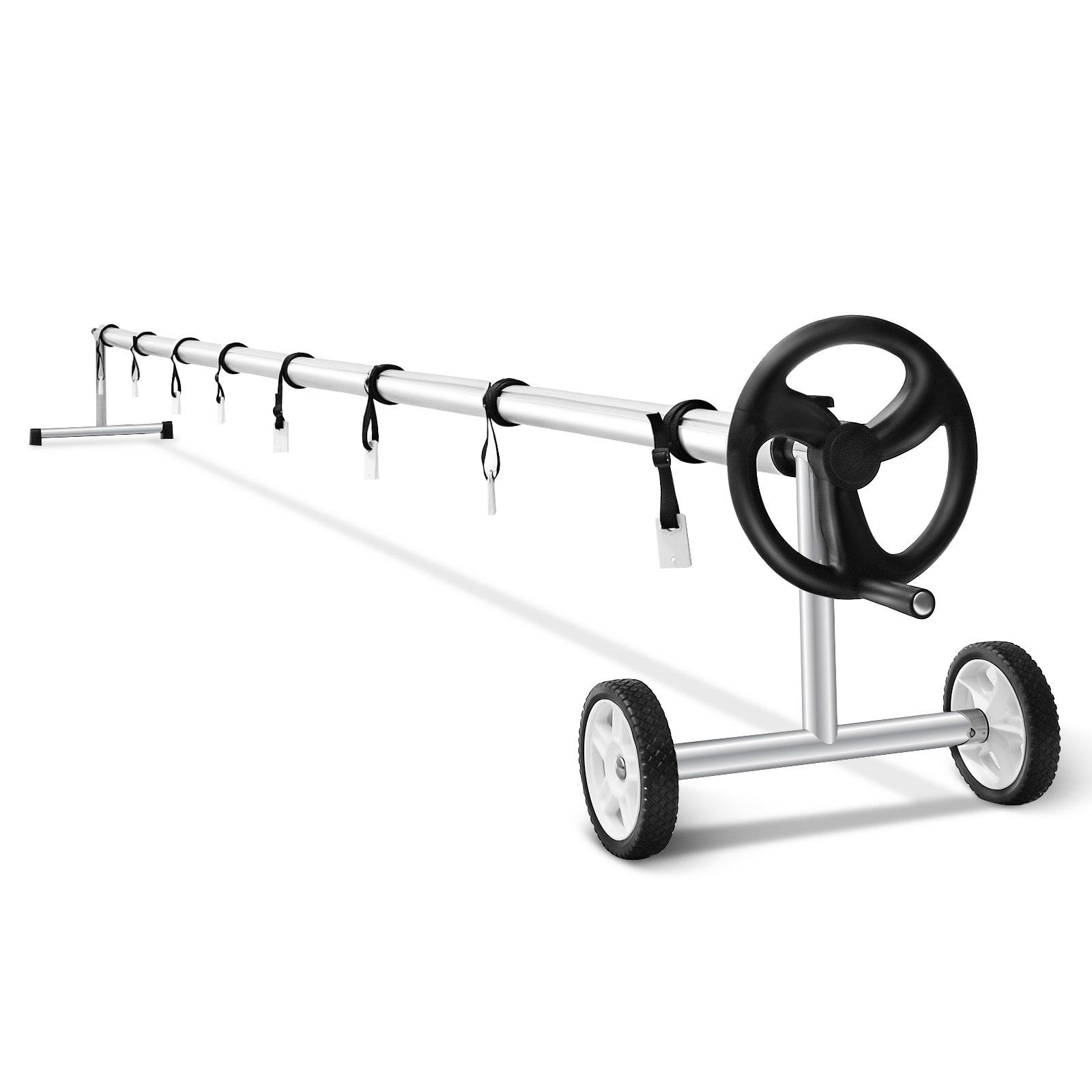SUGIFT 25.5-ft Adjustable In-Ground Mountable Solar Pool Cover Reel in Black and Silver