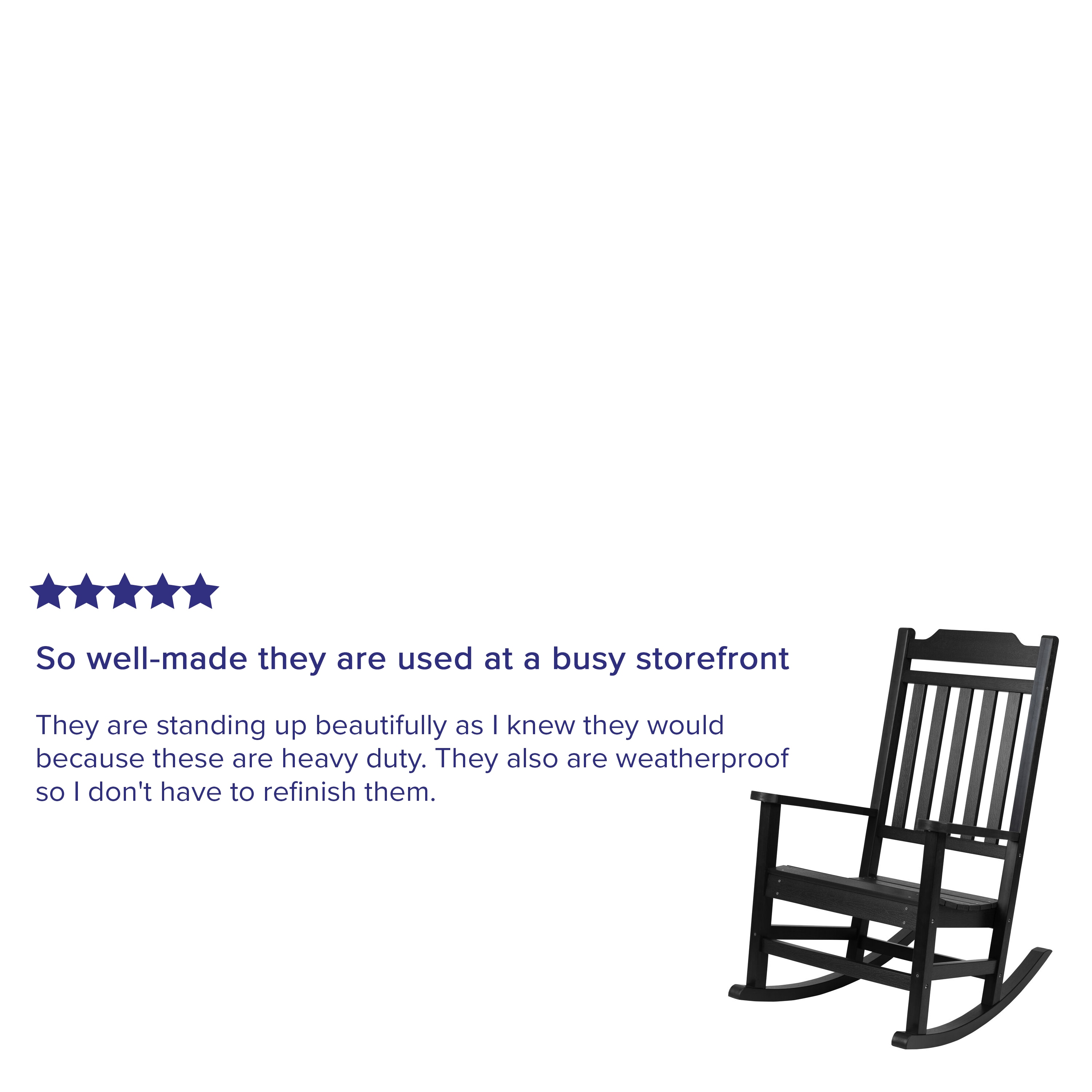 Sleek Black Poly Resin All-Weather Rocking Chair