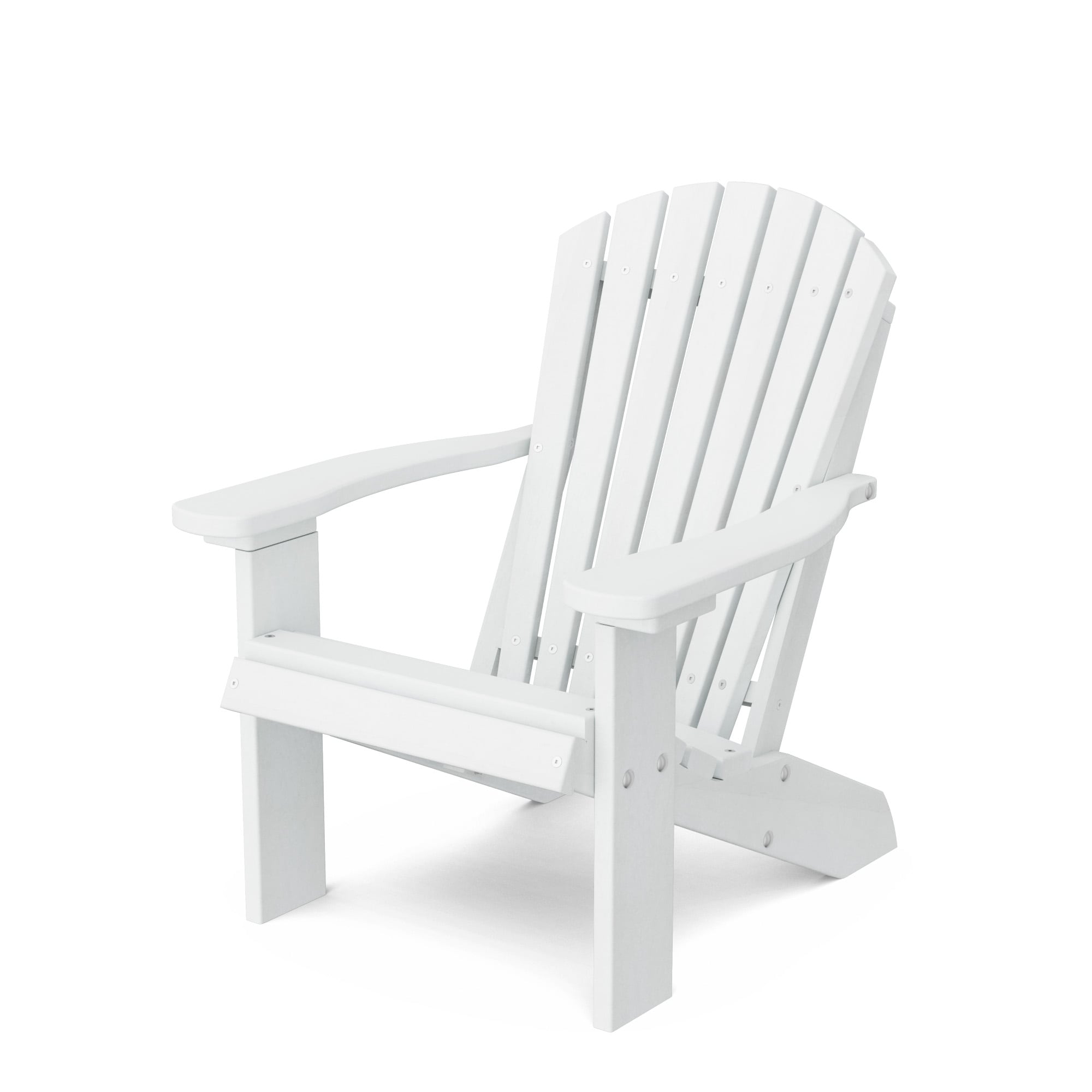 Wildridge LCC-113-BW Heritage Child White HDPE Frame Stationary Adirondack Chair with Slat Seat