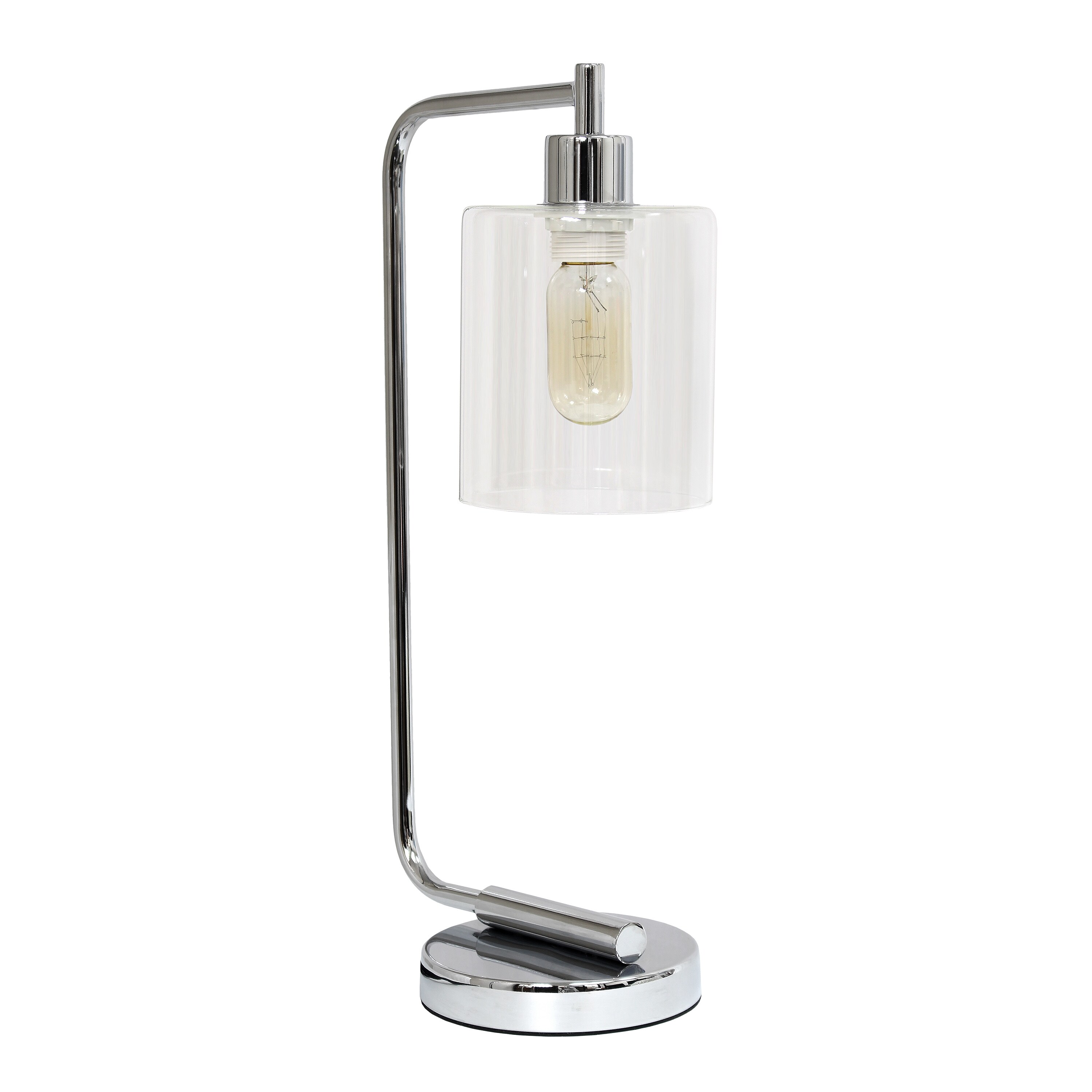 Creekwood Home CWD-1014-CH Vintage Vantage 18.8-in Chrome Standard Desk Lamp with Glass Shade
