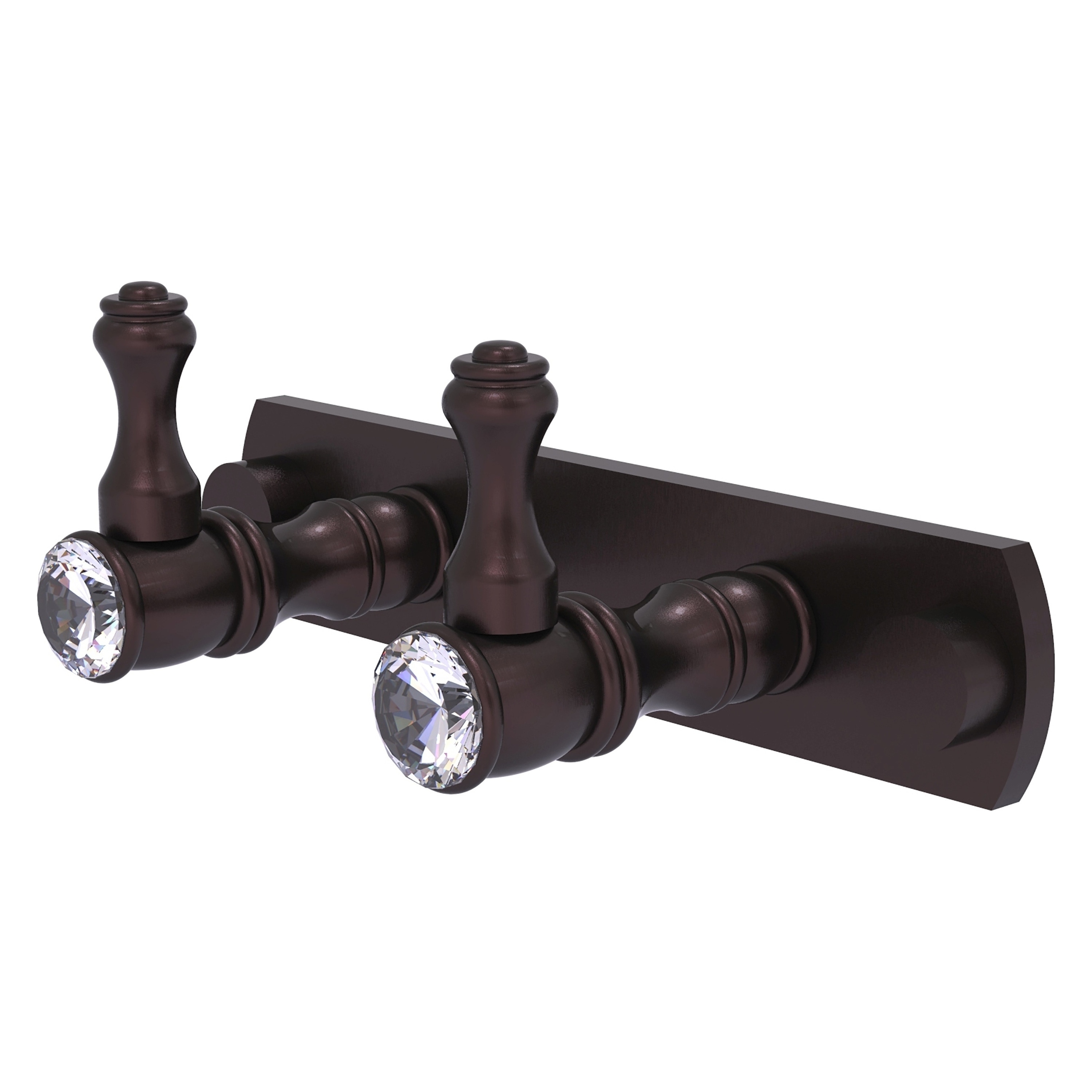 Allied Brass CC-20-2-ABZ Carolina Crystal Antique Bronze Double -Hook Wall mount Towel Hook