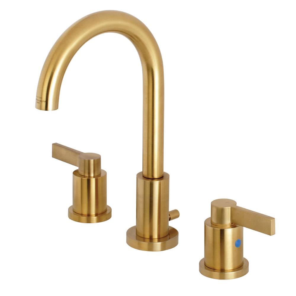 Kingston Brass NuvoFusion Brushed Brass Widespread 2-handle Bathroom Sink  Faucet with Drain (6.88-in) in the Bathroom Sink Faucets department at
