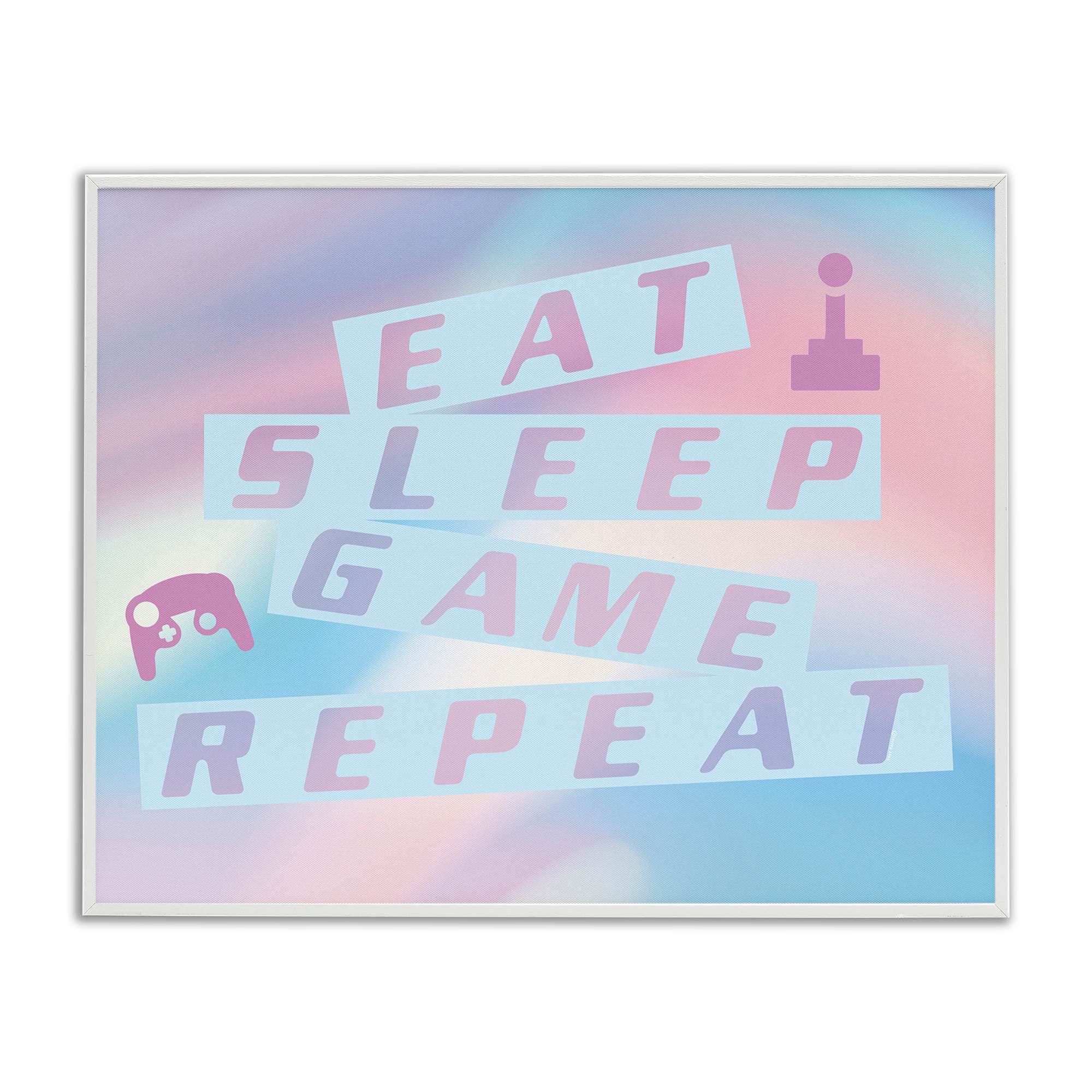 Stupell Industries BS-710-WFR-16X20 Pastel Eat Sleep Game White Framed Giclee Art By Yass Naffas Designs 20 x 16
