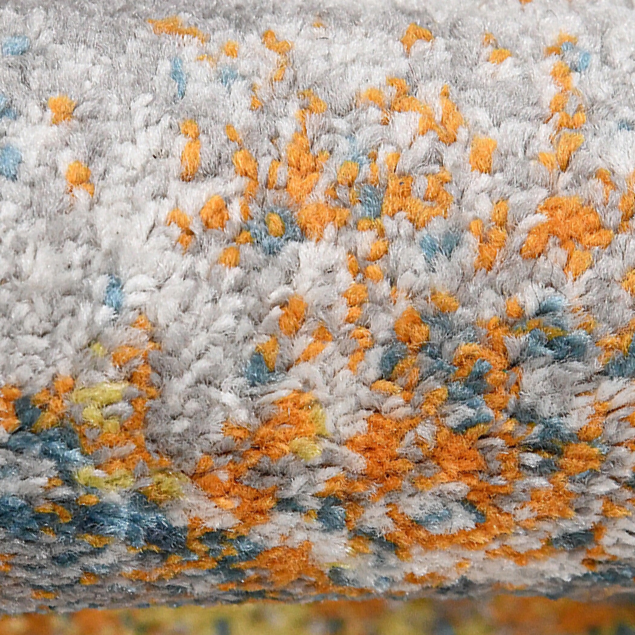 Red and Orange Synthetic Washable Rectangular Area Rug 5' x 7'