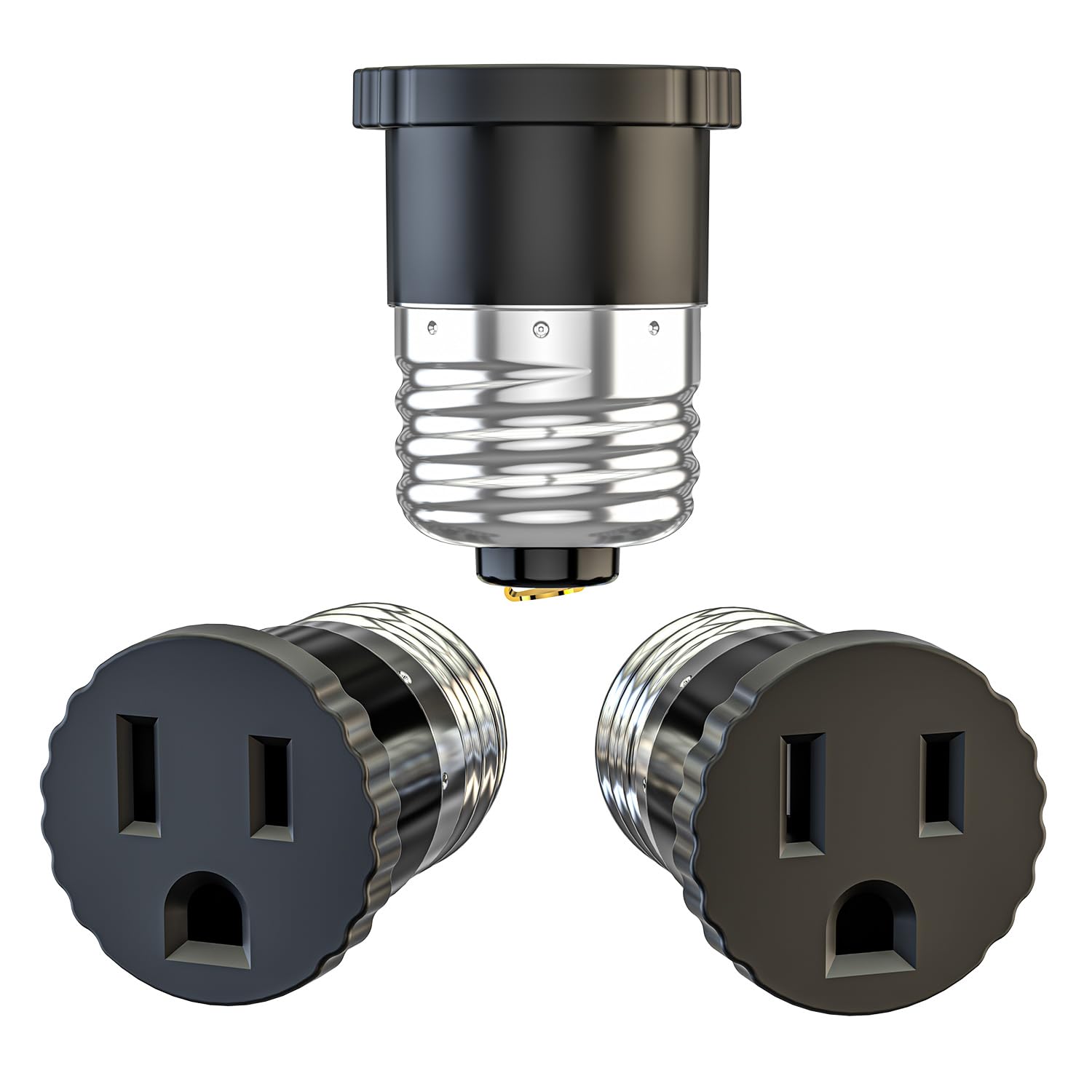 Lukvuzo  3 pack light socket to plug adapter converts E26 light bulb socket to outlet fireproof heat resistant safe design easy install for