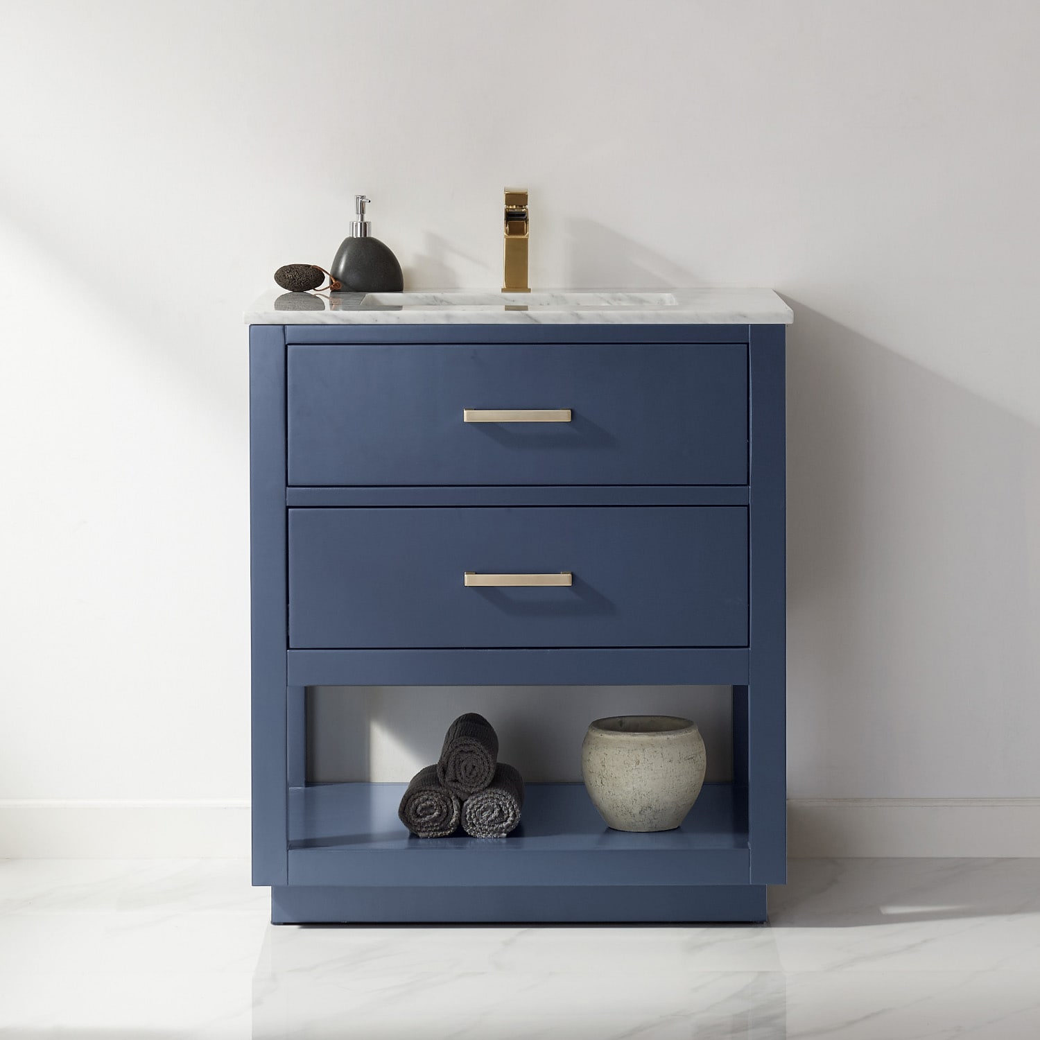 Altair 532030-RB-CA-NM Remi 30-in Royal Blue Undermount Single sink Bathroom Vanity with Carrara White Marble Top