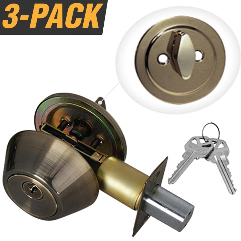 Premier Lock DB10-3 Antique Brass Single Cylinder Deadbolt