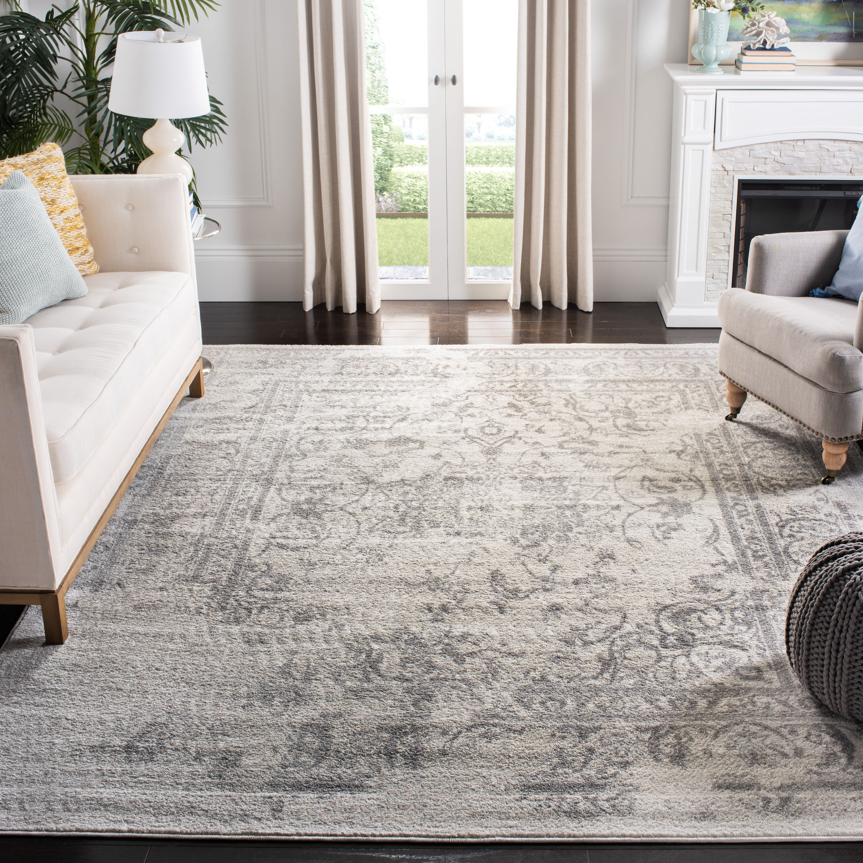 Safavieh ADR101B-1115 Adirondack Plaza 11 x 15 (ft) Loomed Polypropylene Ivory/Silver Rectangular Indoor Distressed/Overdyed Vintage Area rug