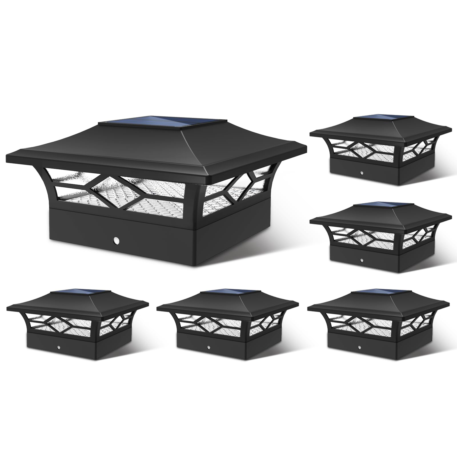 Justincity  Solar Post Cap Lights Outdoor 6pack Waterproof LED Lights for 4x4 Wood or Vinyl Fence Posts Two Color Modes Cool or Warm White for