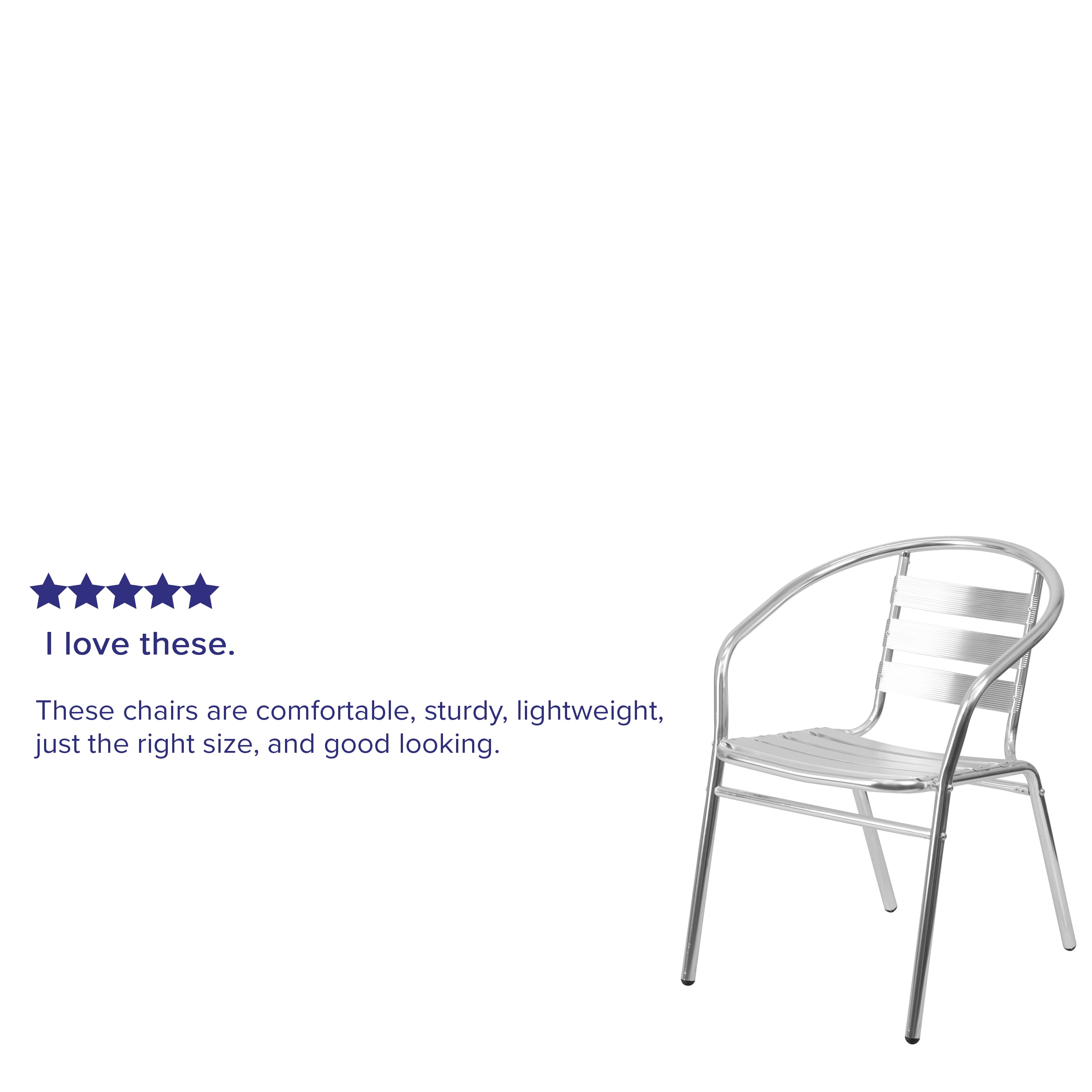 Silver Aluminum Indoor-Outdoor Stackable Dining Chair with Arms