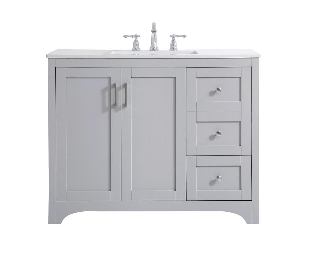 Elegant Decor First Impressions 42-in Gray Undermount Single Sink Bathroom Vanity with Calacatta Quartz Top