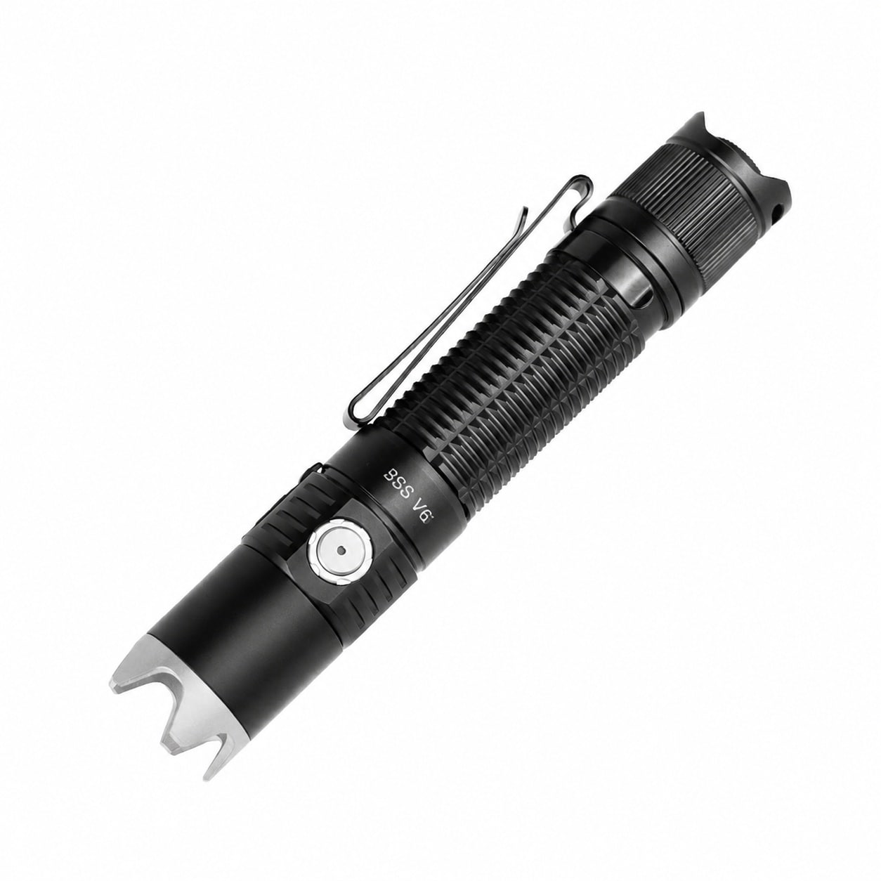 AOIZGMY  BSS V6 Max 2000 Lumens USB-C renewable power LED Flashlight with Six Light Modes Dual Switches and Detachable Stainless Steel Bezel Black