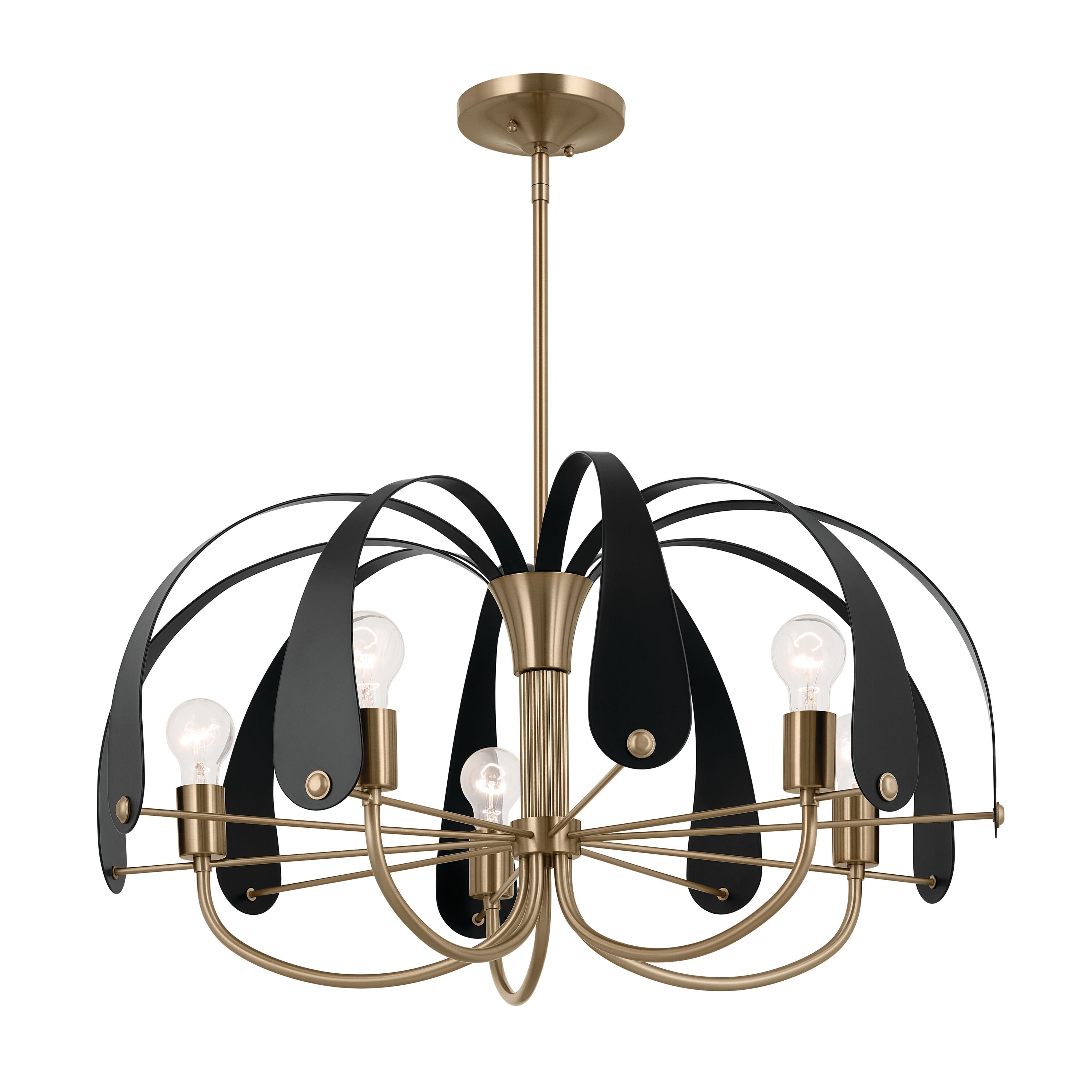Kichler 52572CPZ Petal 5 -Light Polished Gold Vintage For Use in Bedrooms, Dining Rooms, Foyers, Kitchens, Living Rooms Chandelier