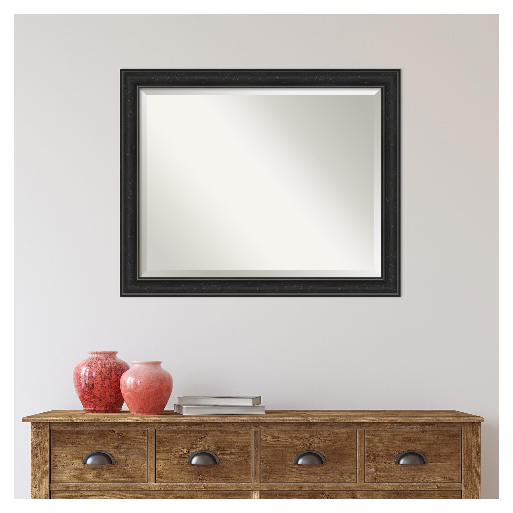 Shipwreck Black Narrow 32" x 26" Beveled Vanity Wall Mirror