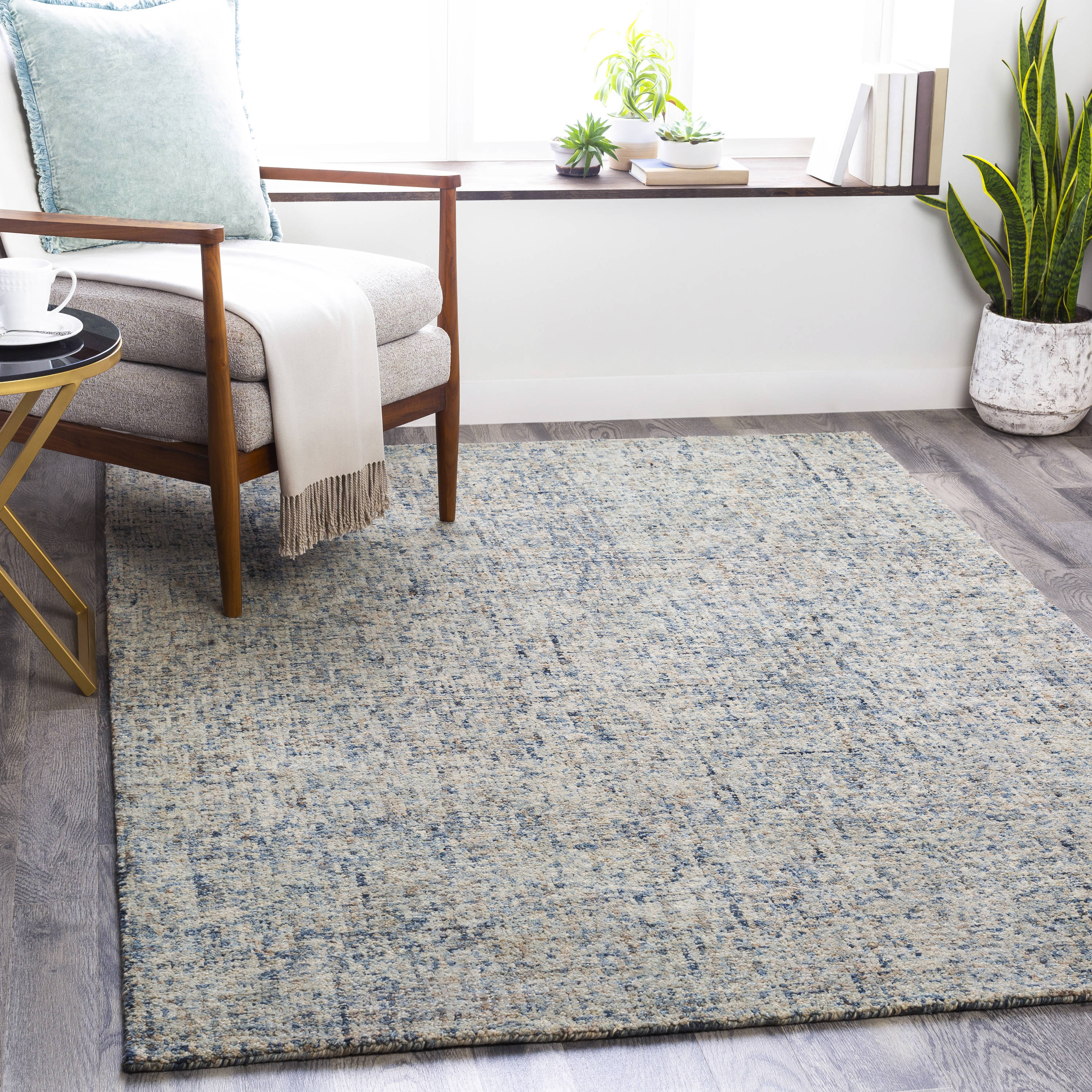 Surya Emily 6 X 9 Wool Navy Indoor Abstract Mid-century Modern Area Rug ...