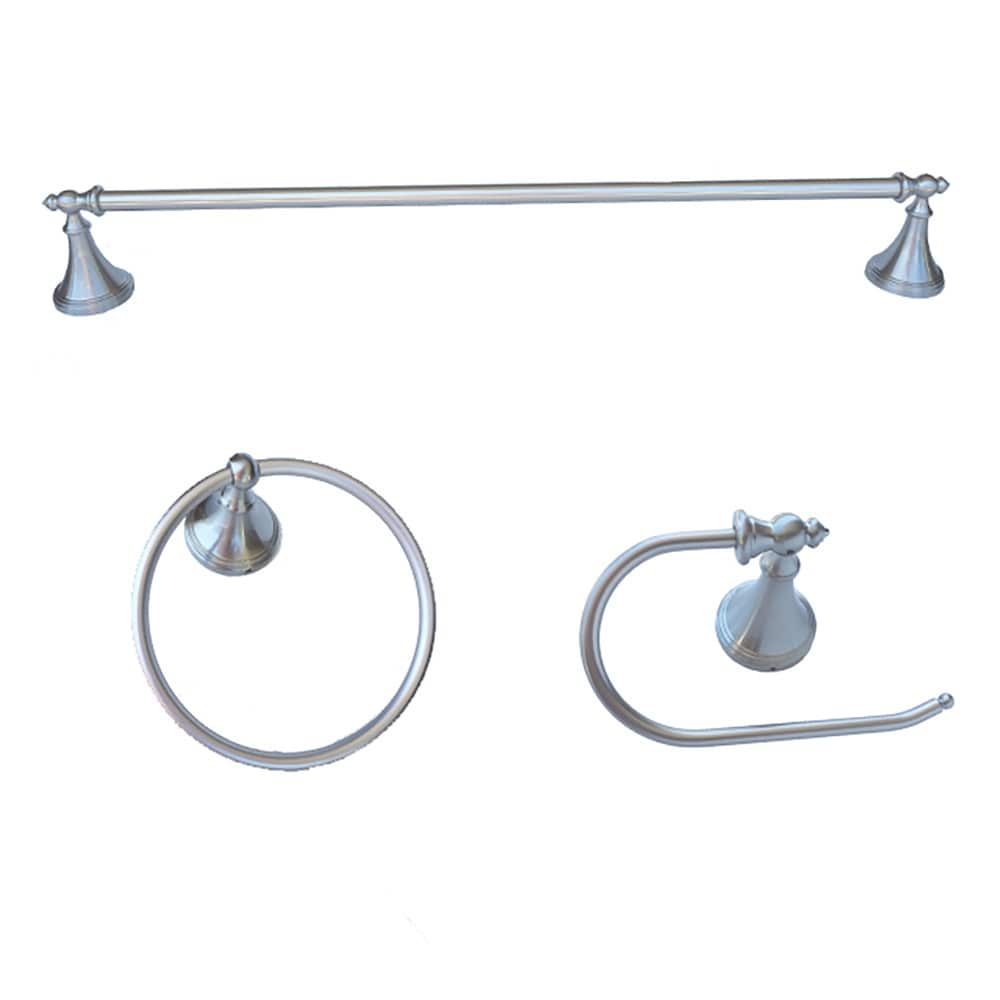 ARISTA 5302-3SET-SN 3 -Piece Annchester Satin Nickel Decorative Bathroom Hardware Set Towel Bar, Toilet Paper Holder, Towel Ring Included