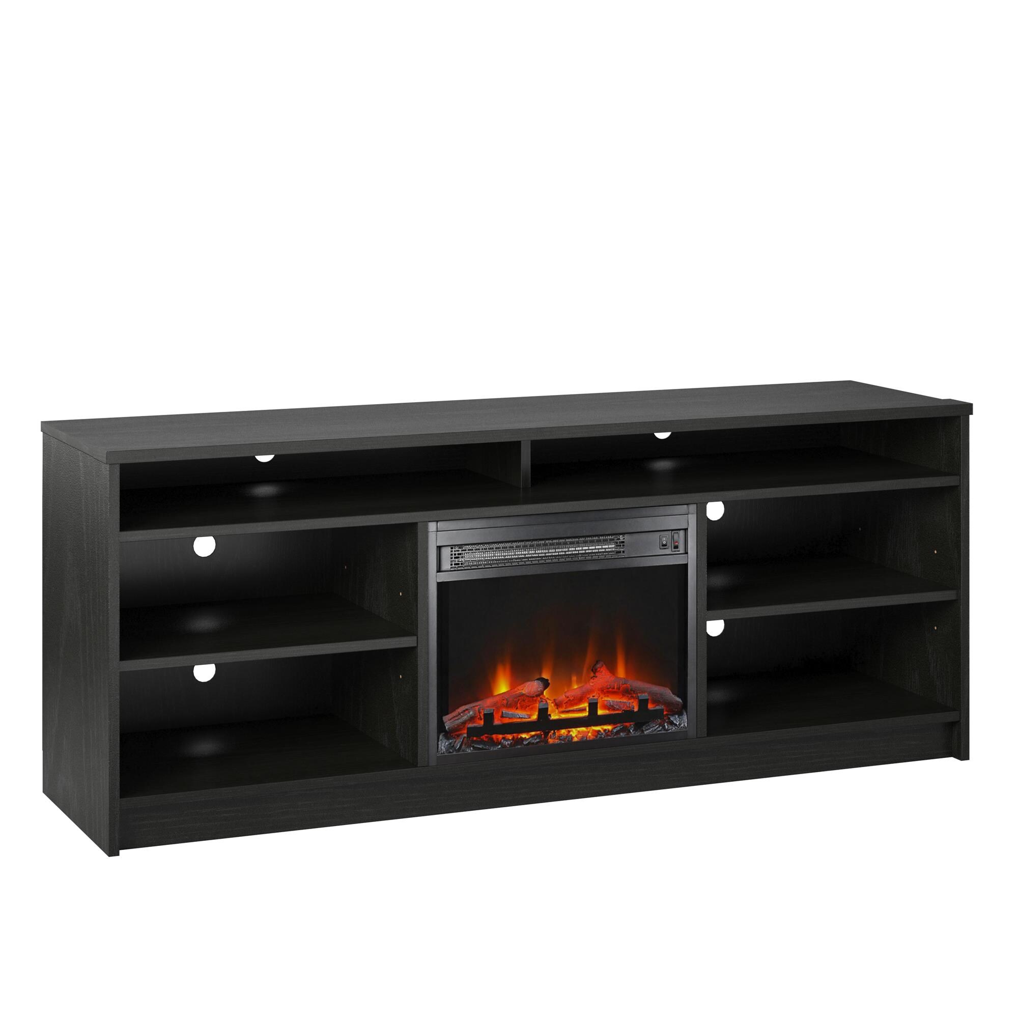Ameriwood Home 2276335COM 47.6-in W Walnut TV Stand with Fan-forced Flat wall Electric Fireplace