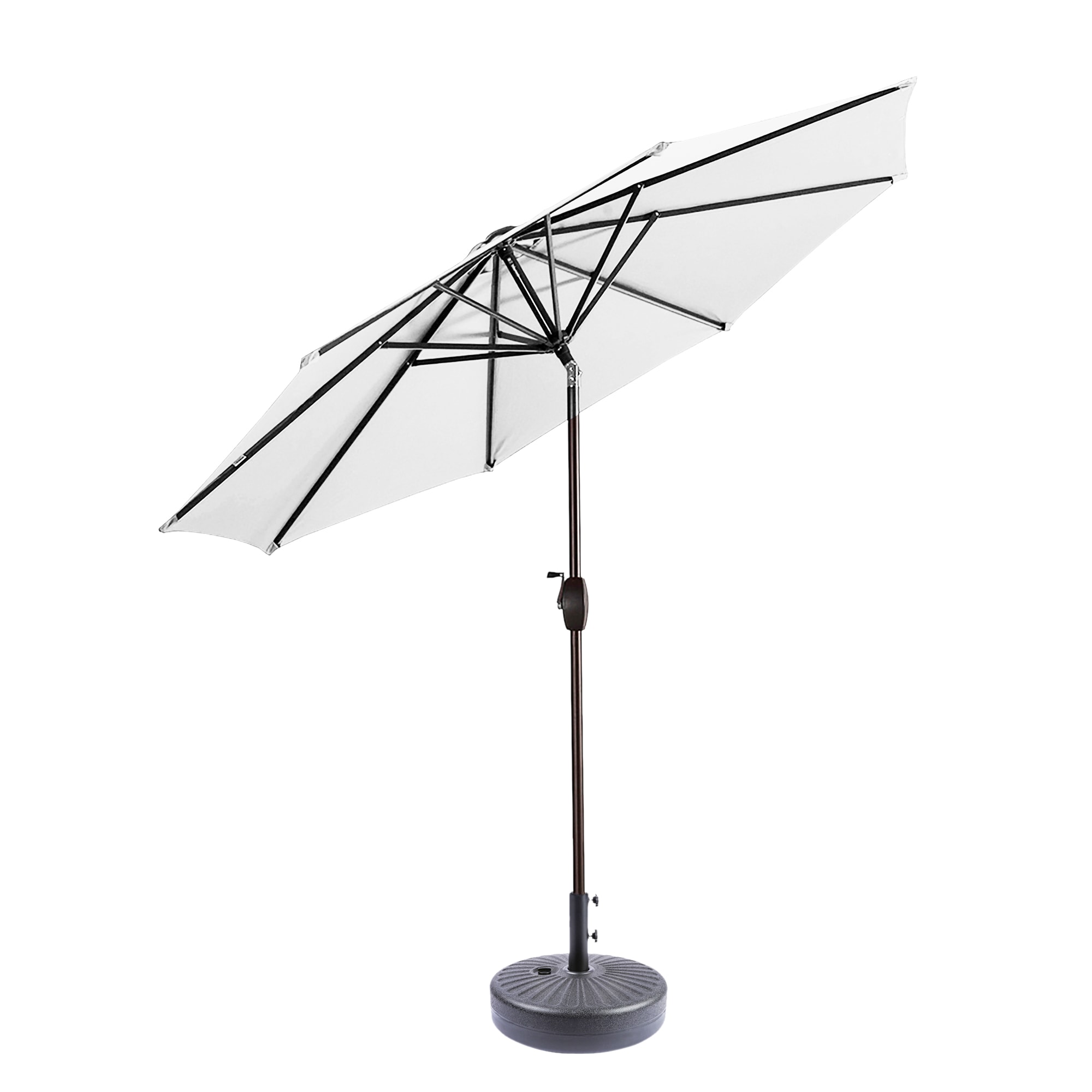 White 9 Ft Steel Outdoor Patio Umbrella with Black Base