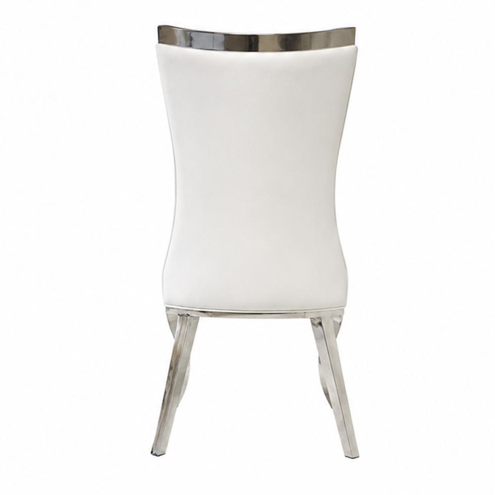Benzara Bedy White and Silver Velvet Upholstered Dining Chair Set of 2 ...