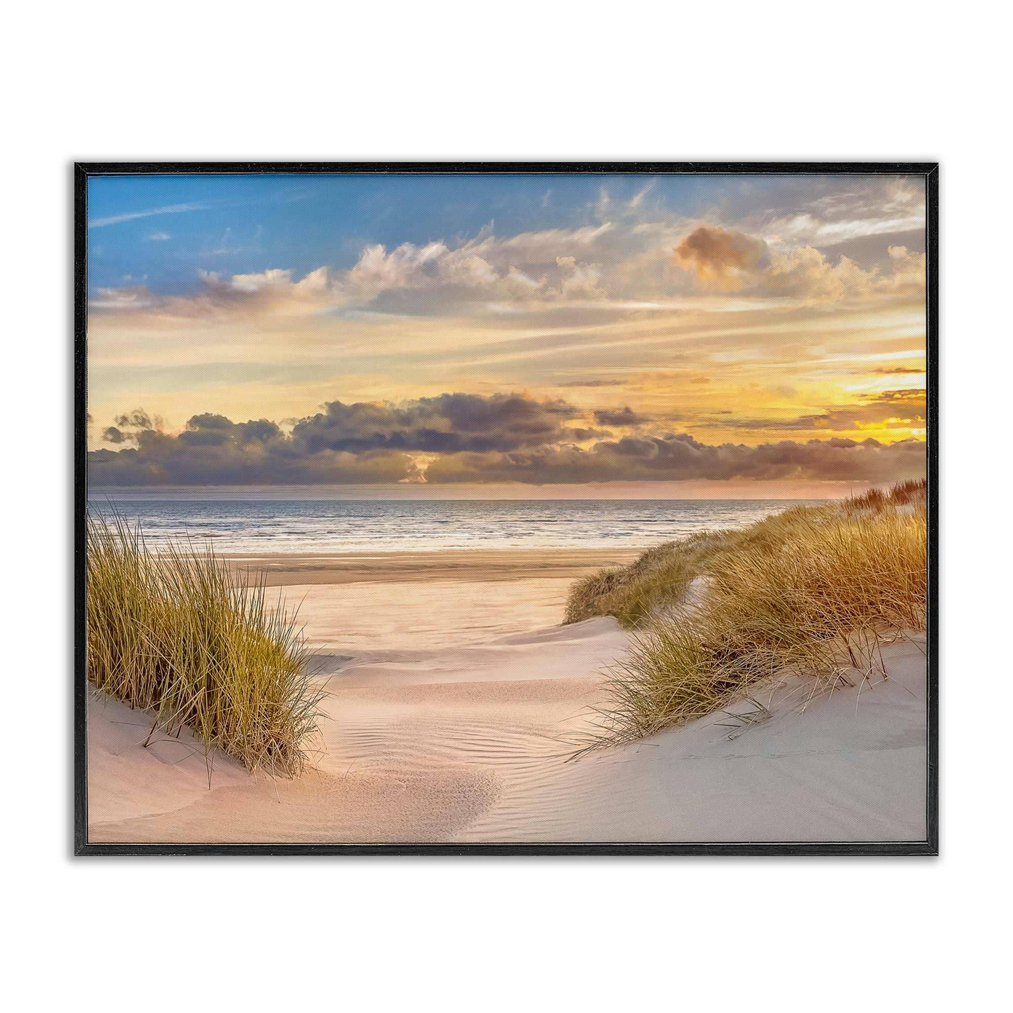 Stupell Industries BS-160-FR-24X30 Serene Beach Between Dunes Black Framed Giclee Art By Mike Calascibetta 30 x 24