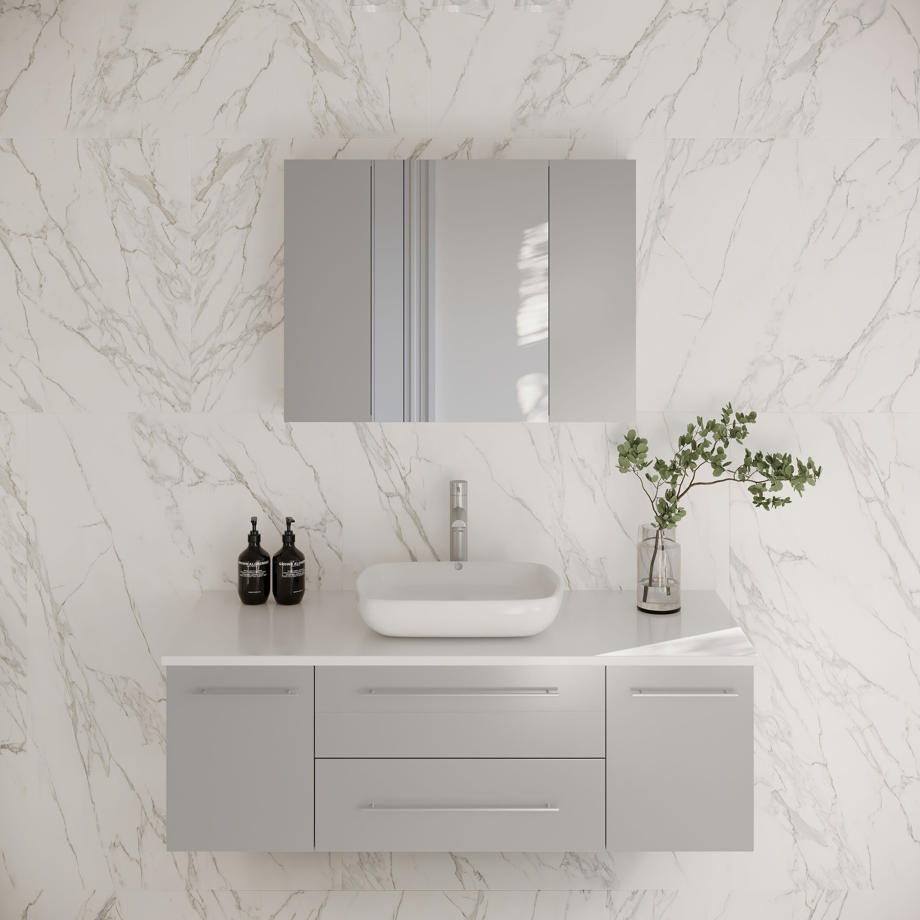 Fresca FVN6148GR-VSL Lucera 48.0-in Gray Single sink Floating Bathroom Vanity with White Quartz Top