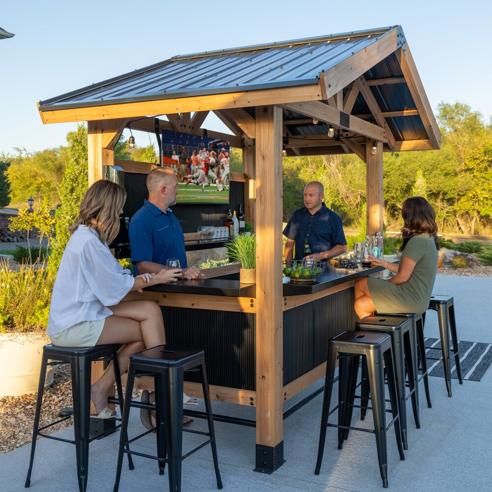 Palisade Cedar Wood Outdoor Bar with Galvanized Steel Roof
