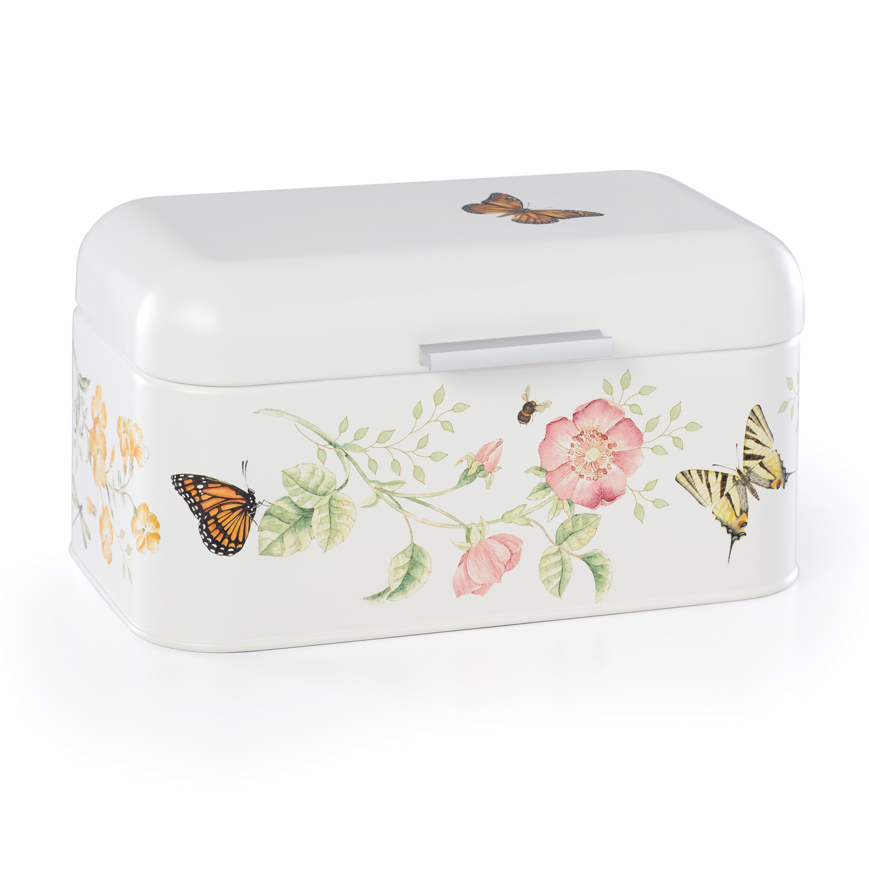 LENOX 892520 Butterfly Meadow 5-quart Steel BPA-Free Reusable Bread box with Lid
