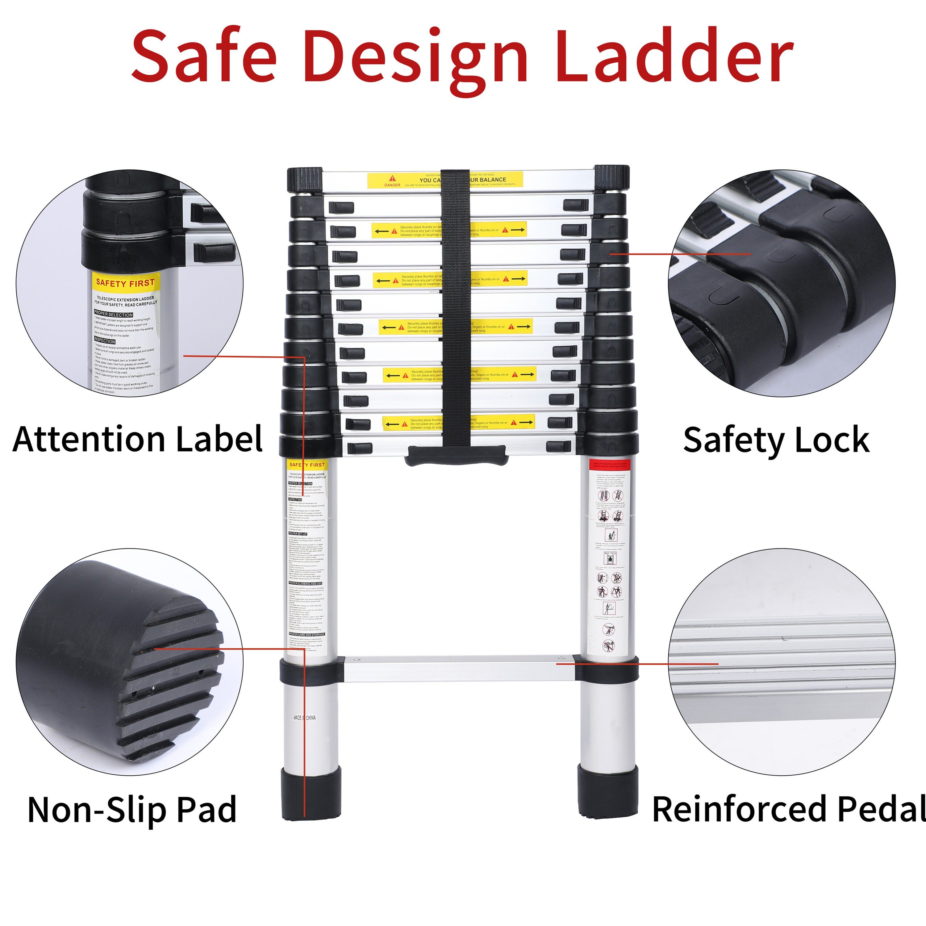 Kahomvis DHS-QPW1-8204 Extension-Ladders - View #2