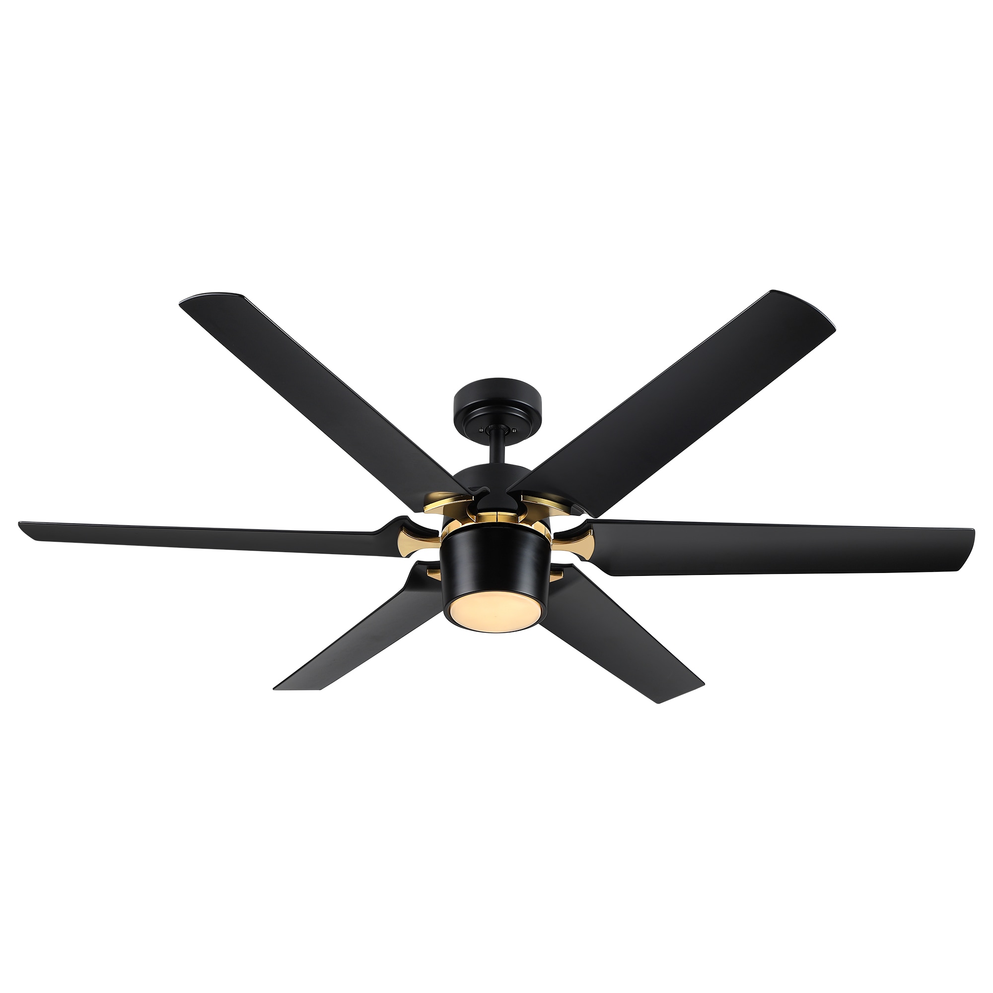WELLFOR KBSE-012WH 60-in Color-Changing Integrated LED Black with Antique Black Blades Ceiling Fan With Light - Remote Included ( 6 -Blade )