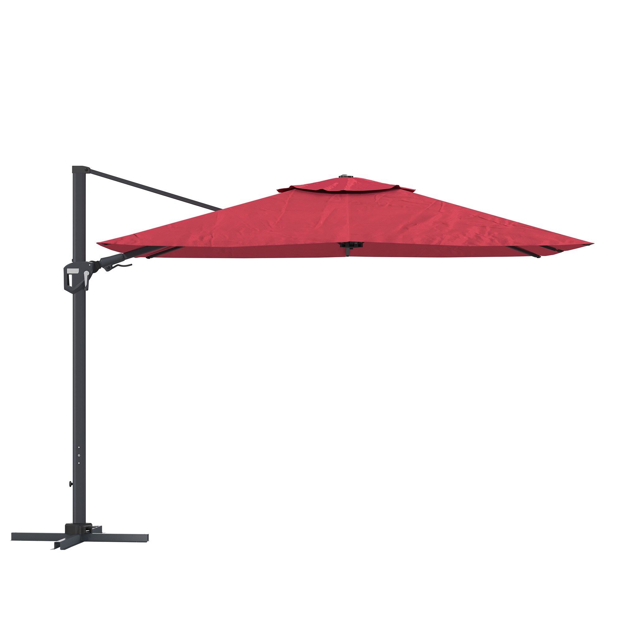 11-ft Aluminum Square Red Cantilever Patio Umbrella | - CASAINC BY-W41924209+207